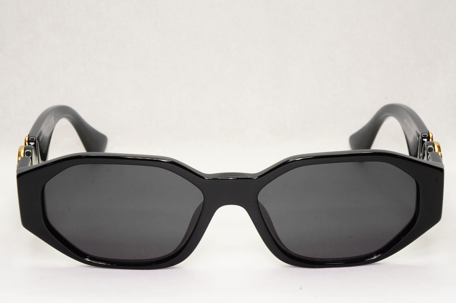 Versace Sunglasses Black Gold Medusa Octagon Angular Biggie MOD VE 3320-U GB1