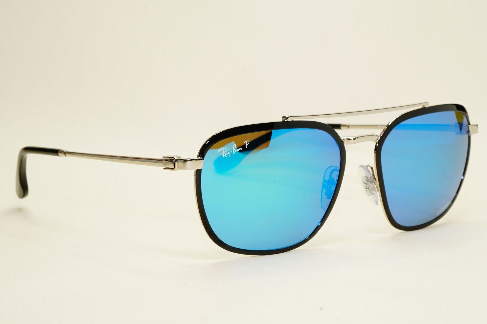 Ray-Ban Sunglasses Chromance Polarised Mirror Black Blue Silver RB 3708 9144/4L