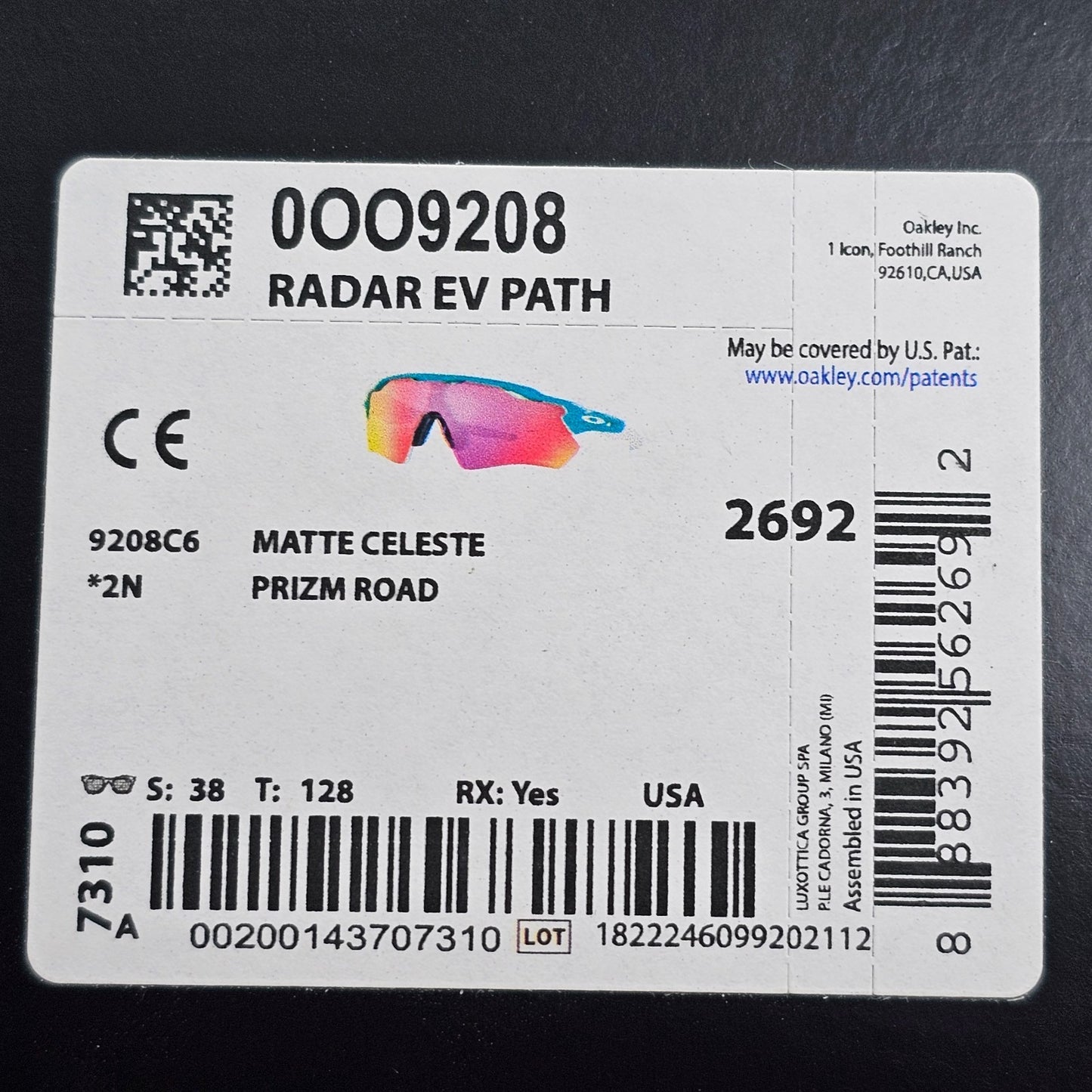 Oakley Sunglasses OO 9208 Radar Polarized EV Path Shield Green Prizm Road C6 CUS