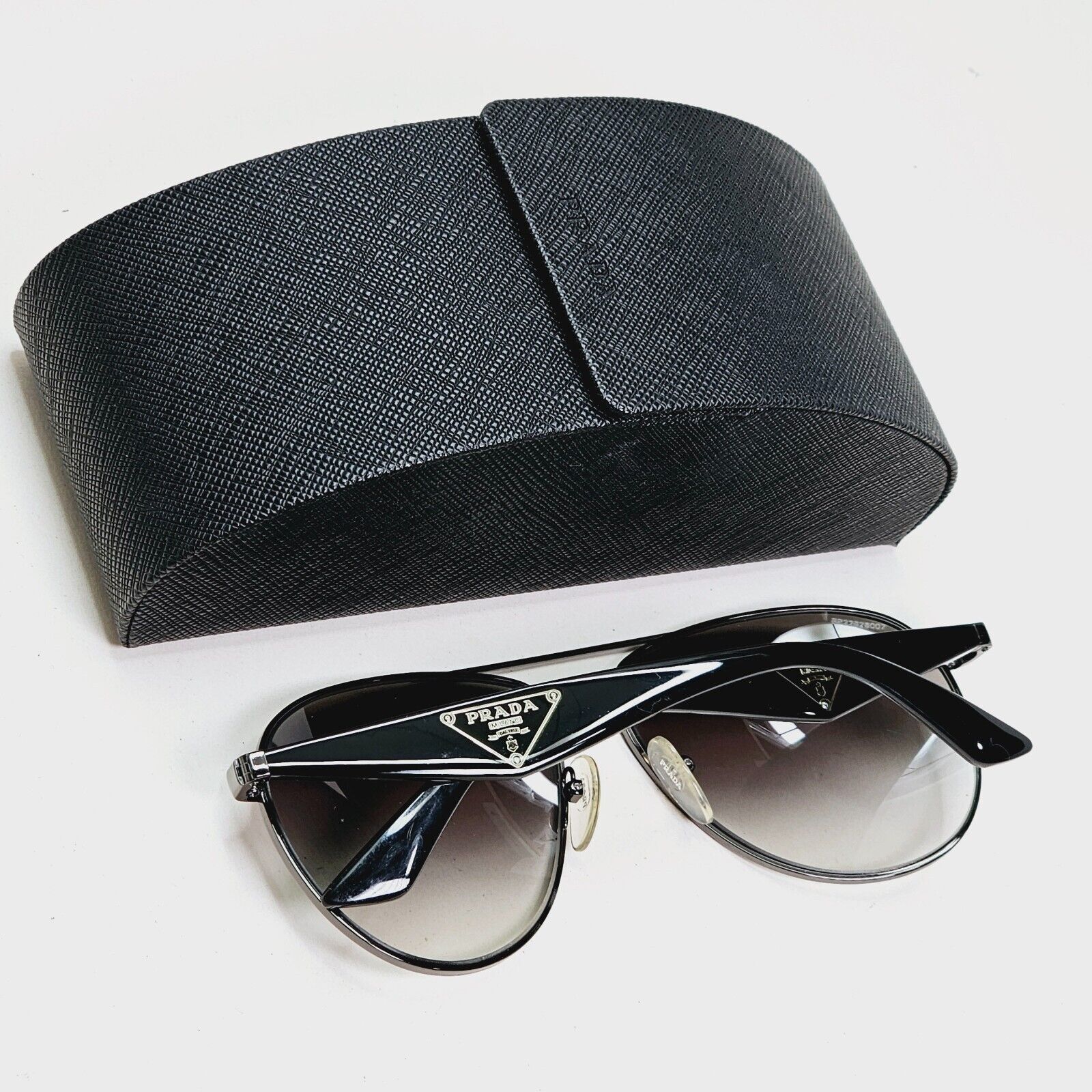 Prada Sunglasses Triangle Logo Pilot Black Grey PR53QS SPR 53Q 5AV-0A7 281024