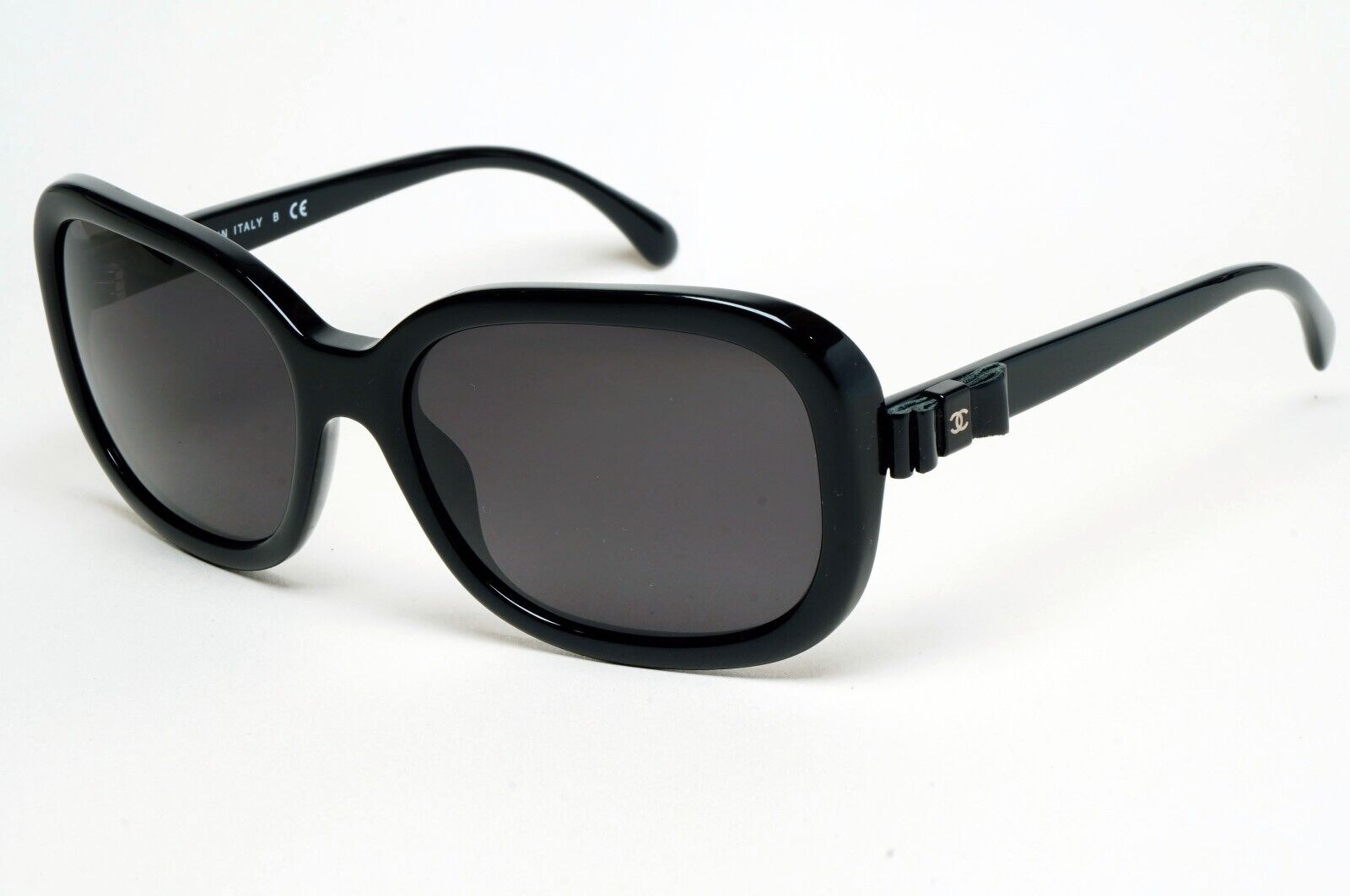 Chanel Sunglasses Leather Bow Black Glossy Square 5280-Q c501/S6 261124