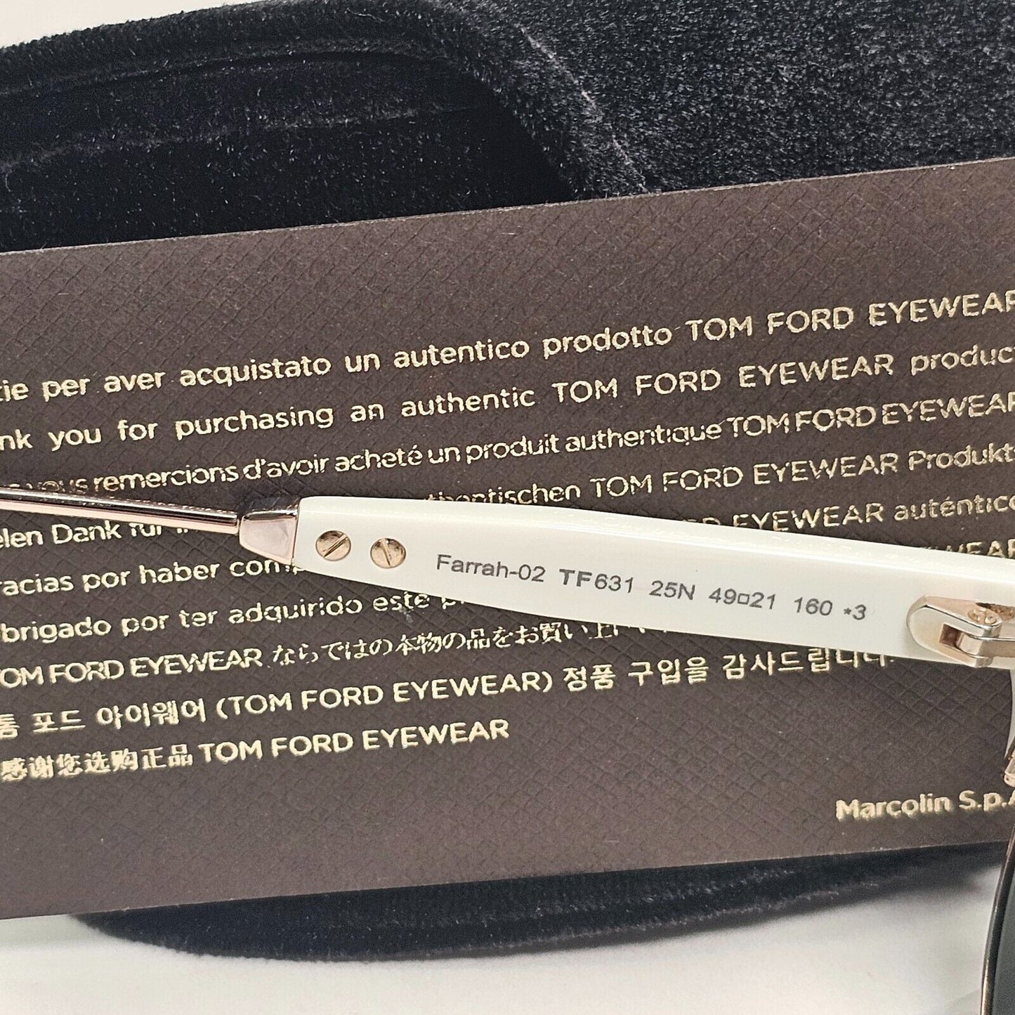 Tom Ford Sunglasses Farrah-02 Ear Loop White Green Gold FT0631 TF 631 25N 49mm