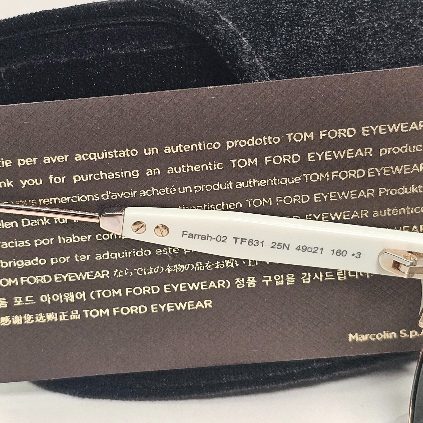 Tom Ford Sunglasses Farrah-02 Ear Loop White Green Gold FT0631 TF 631 25N 49mm