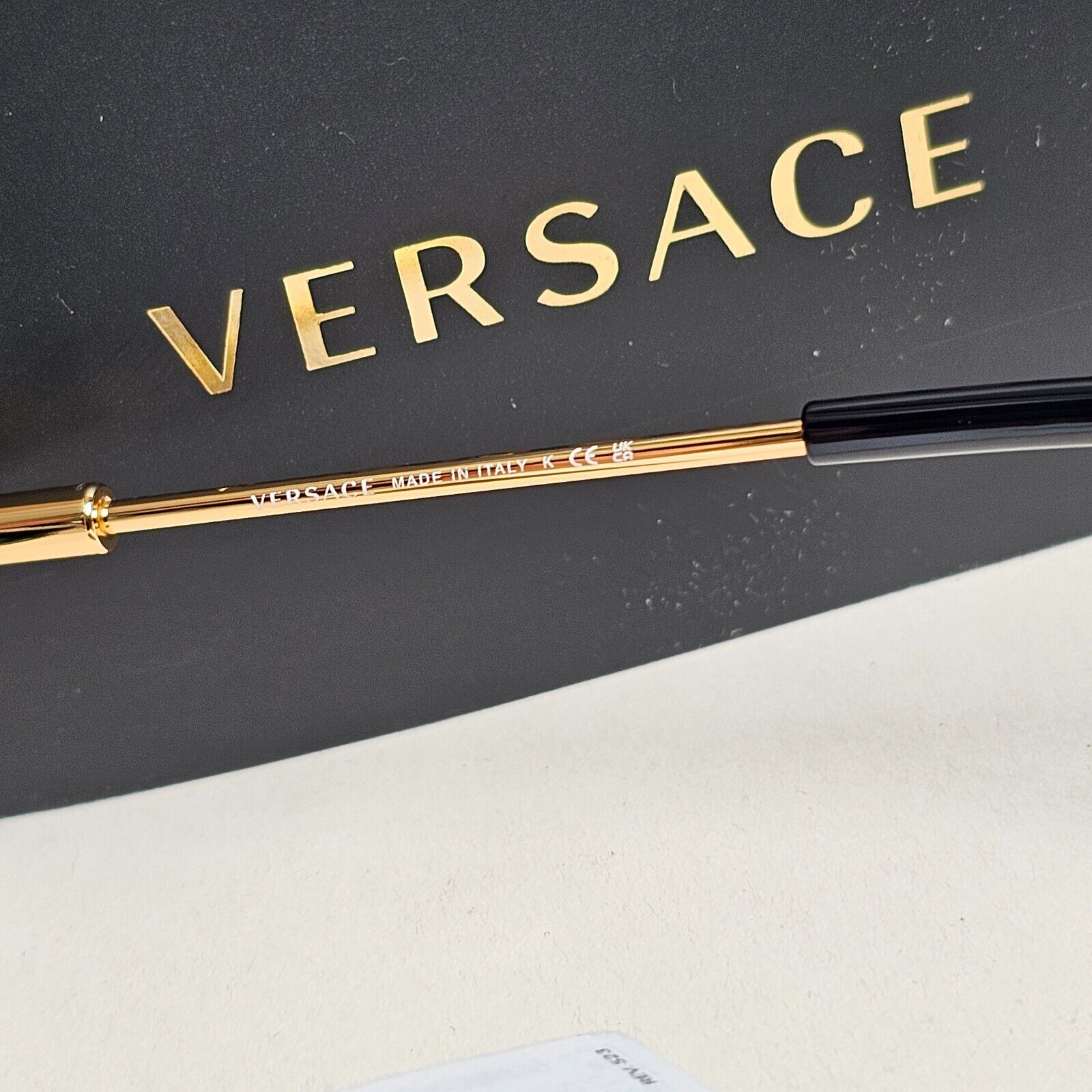 Versace Sunglasses Black Gold Cat Eye Medusa Dark Grey MOD VE 4410 GB1/87 60mm