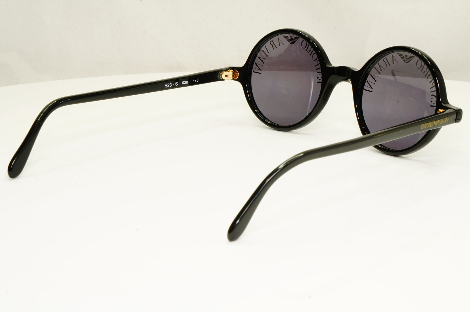 Emporio Armani 1997 Vintage Sunglasses Round Lens Logo Print Black 523-S 020