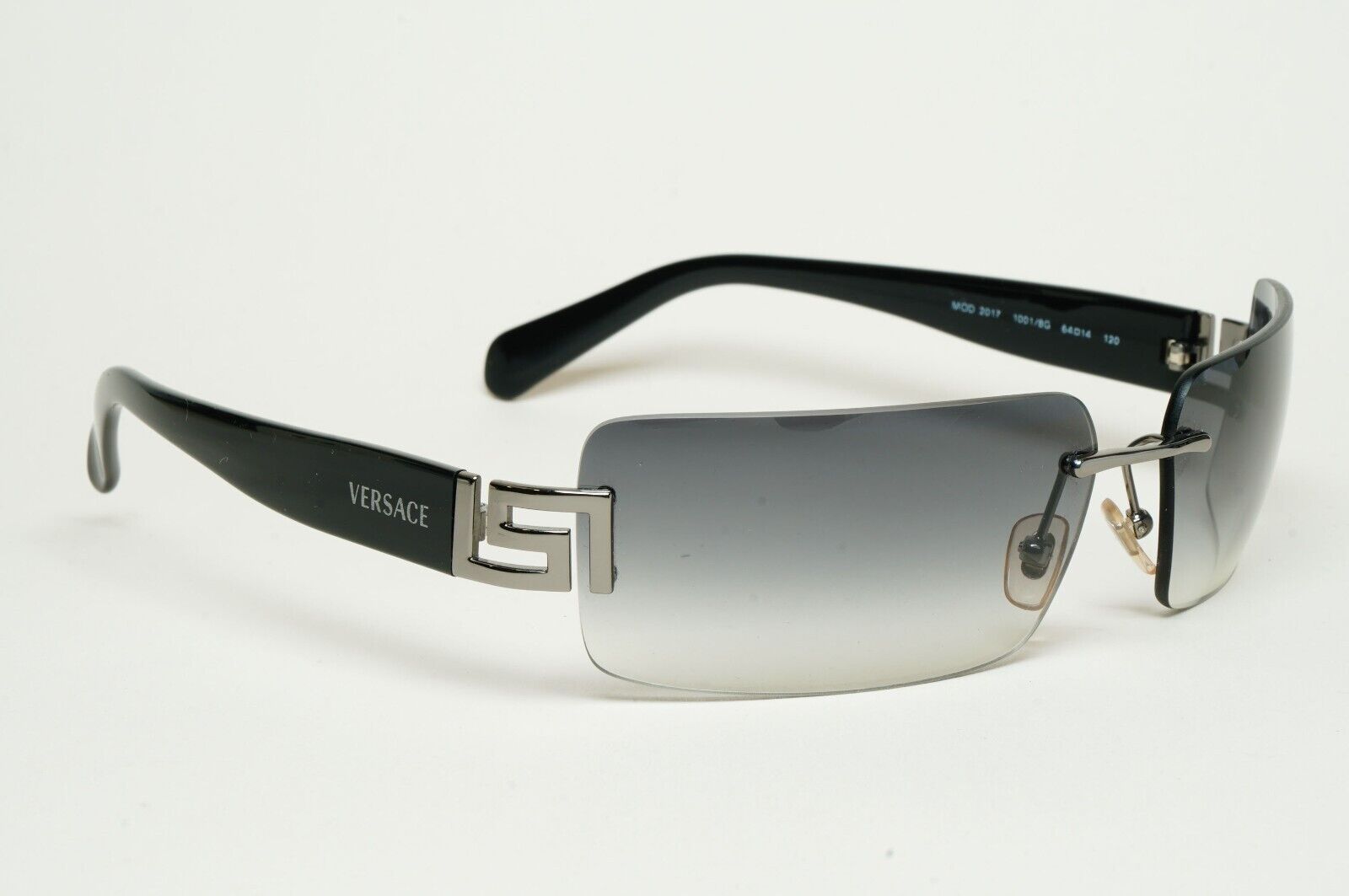 Versace Sunglasses 2004 Vintage Rimless Black Grey MOD 2017 1001/8G 120125