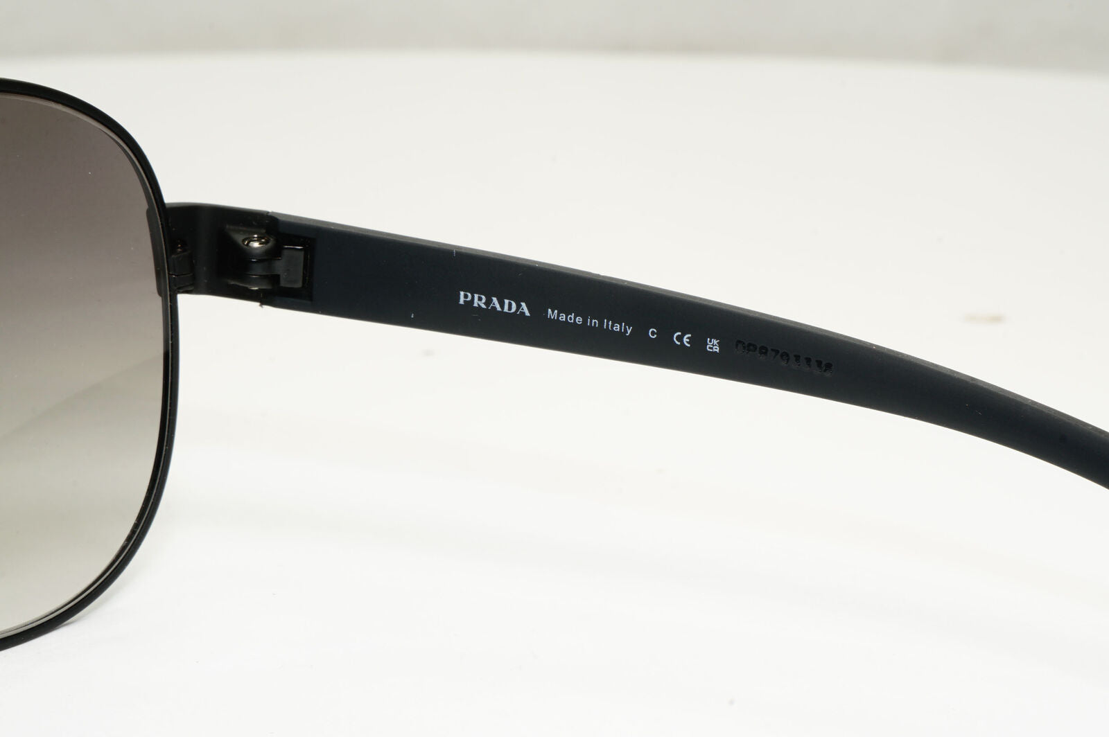 Prada Black Sunglasses Pilot Grey Gradient Sport Rubber PS55QS SPR 55Q DG0-0A7