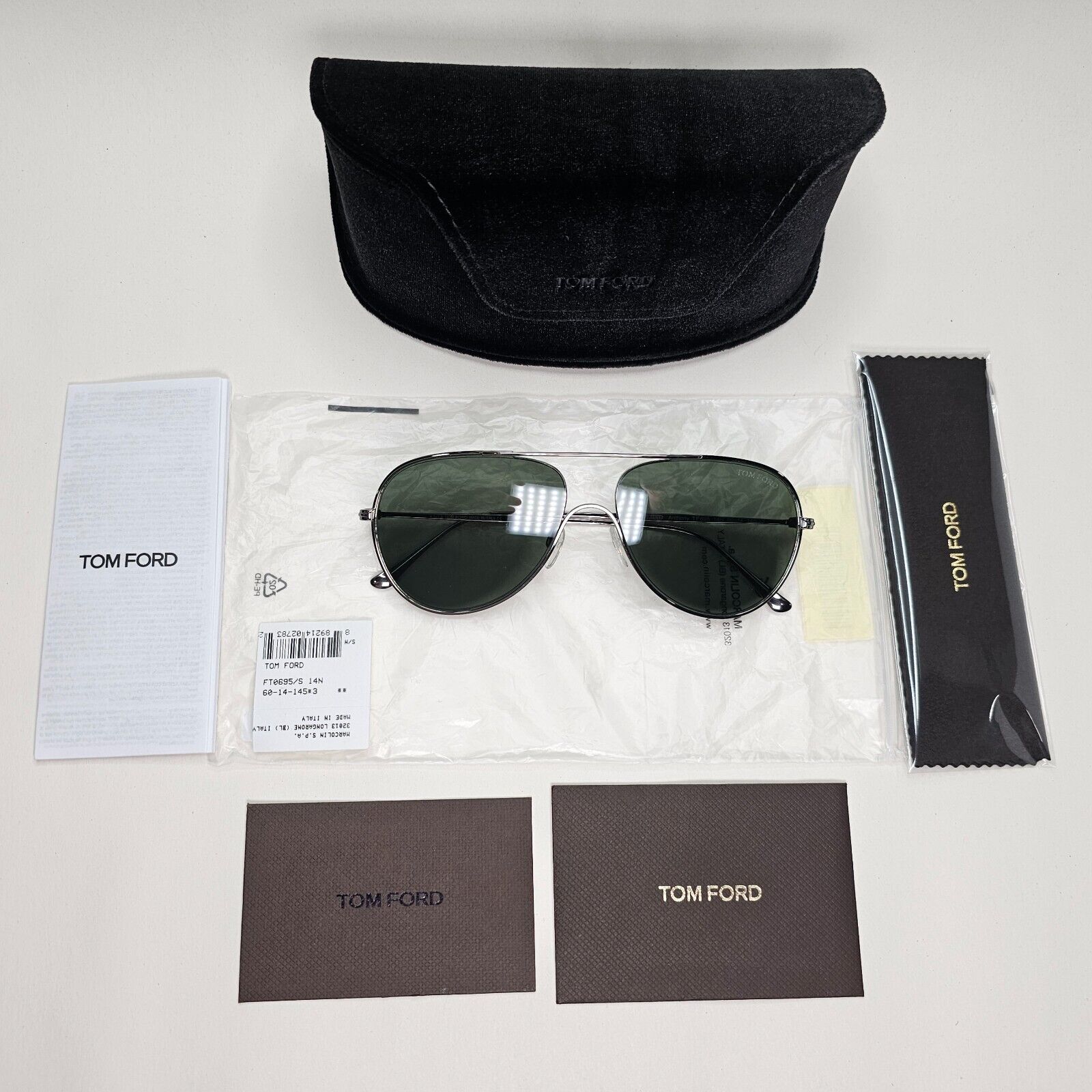 Tom Ford Sunglasses Anthony Gunmetal Green Metal Pilot FT0695 TF 695 14N 60mm