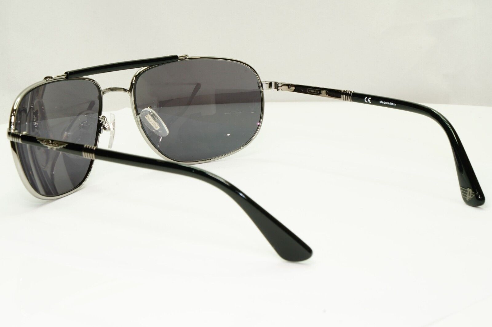 Police Silver Black Sunglasses Pilot Brow Bar Origins 45 SPL D44 COL 0508 62mm