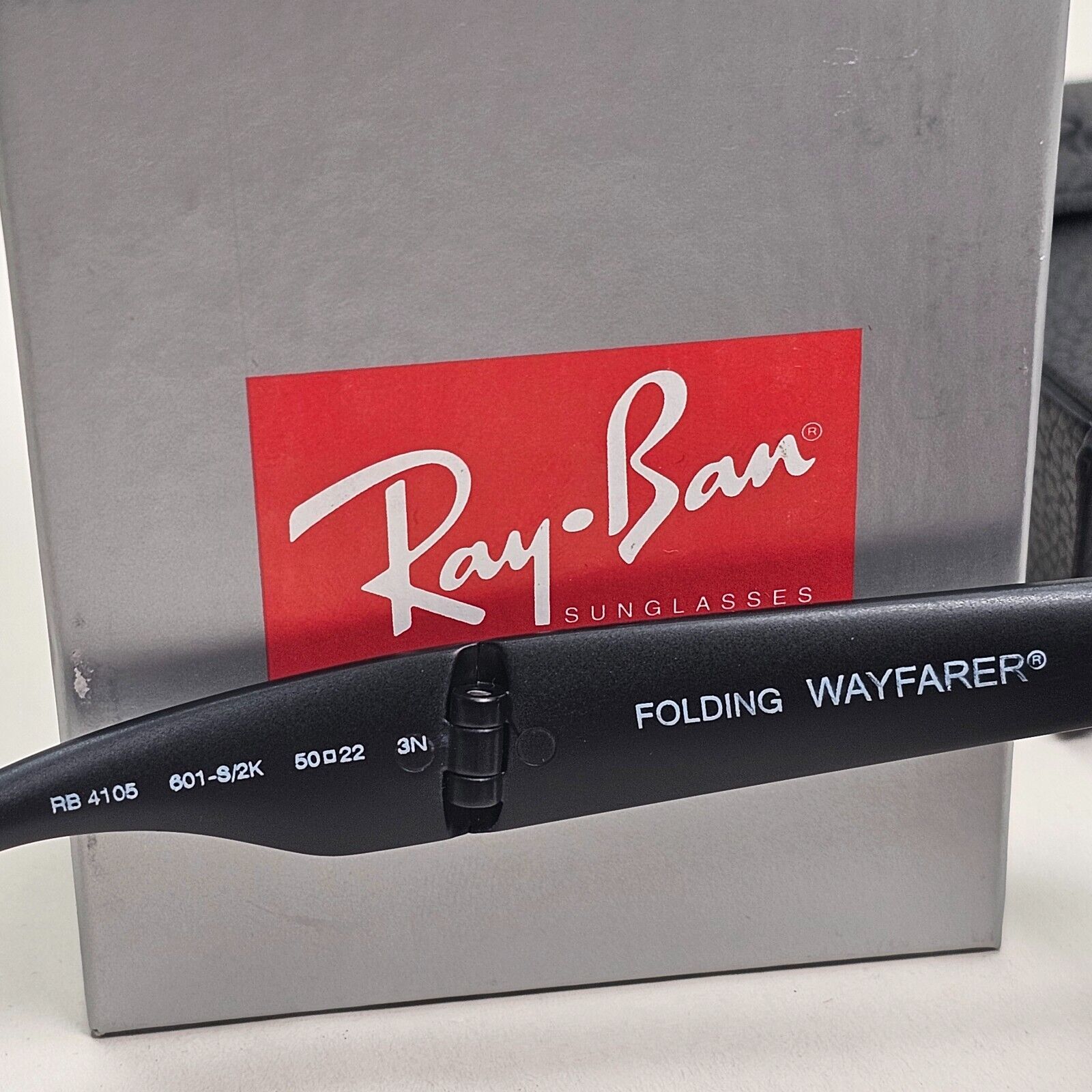 Ray-Ban Sunglasses Folding Wayfarer Black Matte Red Mirror RB 4105 601-S/2K