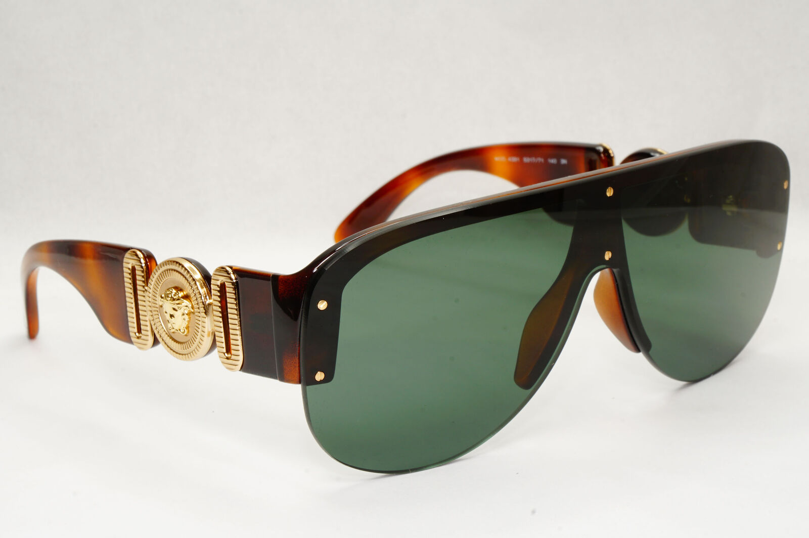 Versace Sunglasses Medusa Shield Brown Gold Green Visor MOD 4391 5317/71
