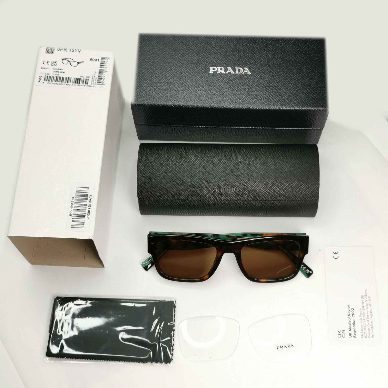 Prada Sunglasses Brown Lens Green Havana Tortoise PR15YV VPR 15Y 23B-1O1 52mm