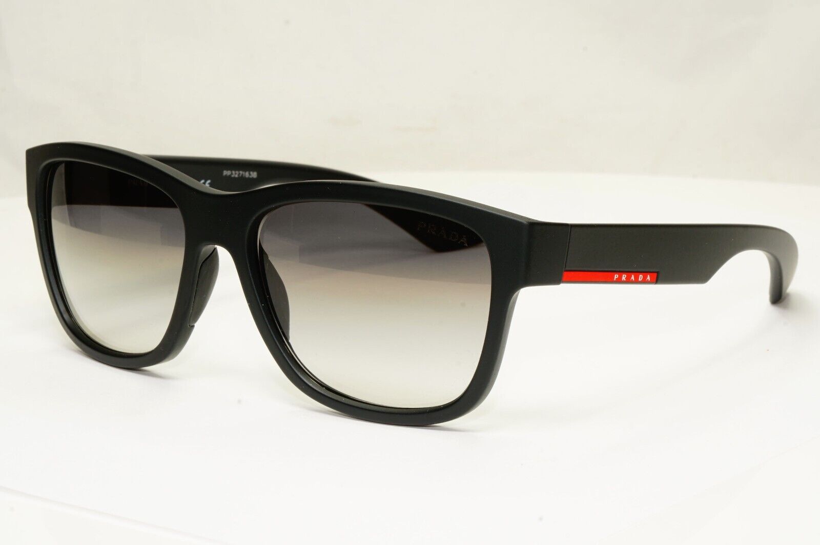 Prada Black Sunglasses Squre Grey Gradient Red Stripe PS03QS SPS 03Q DG0-0A7