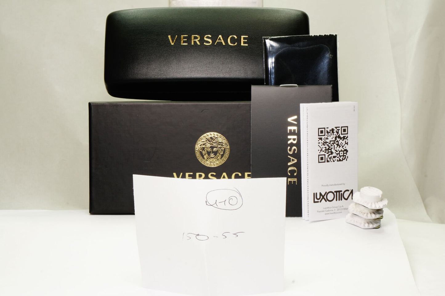 Versace Sunglasses Black Gold Pilot Medusa Leather Ornate MOD VE 2150-Q 1002/87