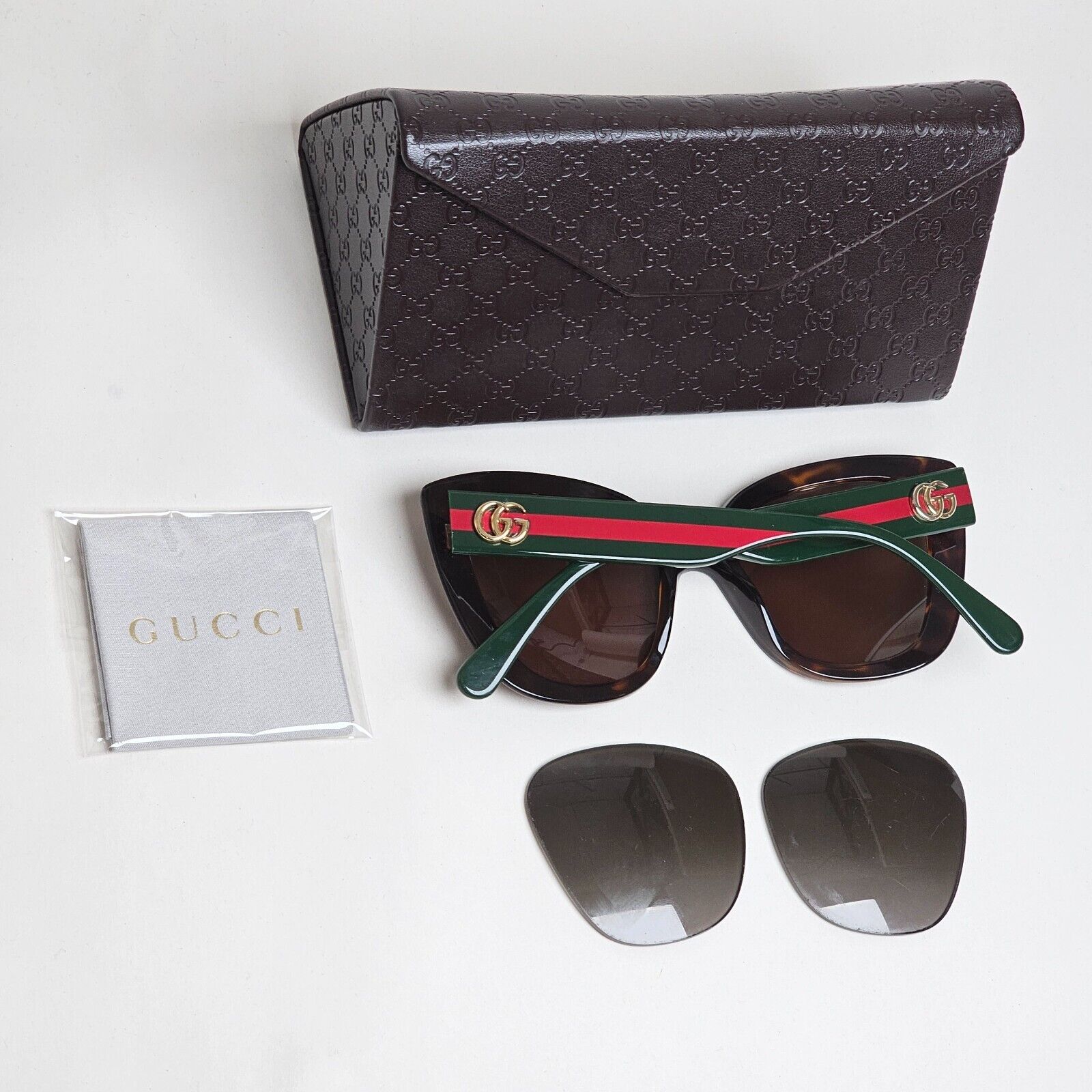 Gucci Sunglasses 2021 Brown Green Red Tortoise Square GG0860S 001 53mm 180125