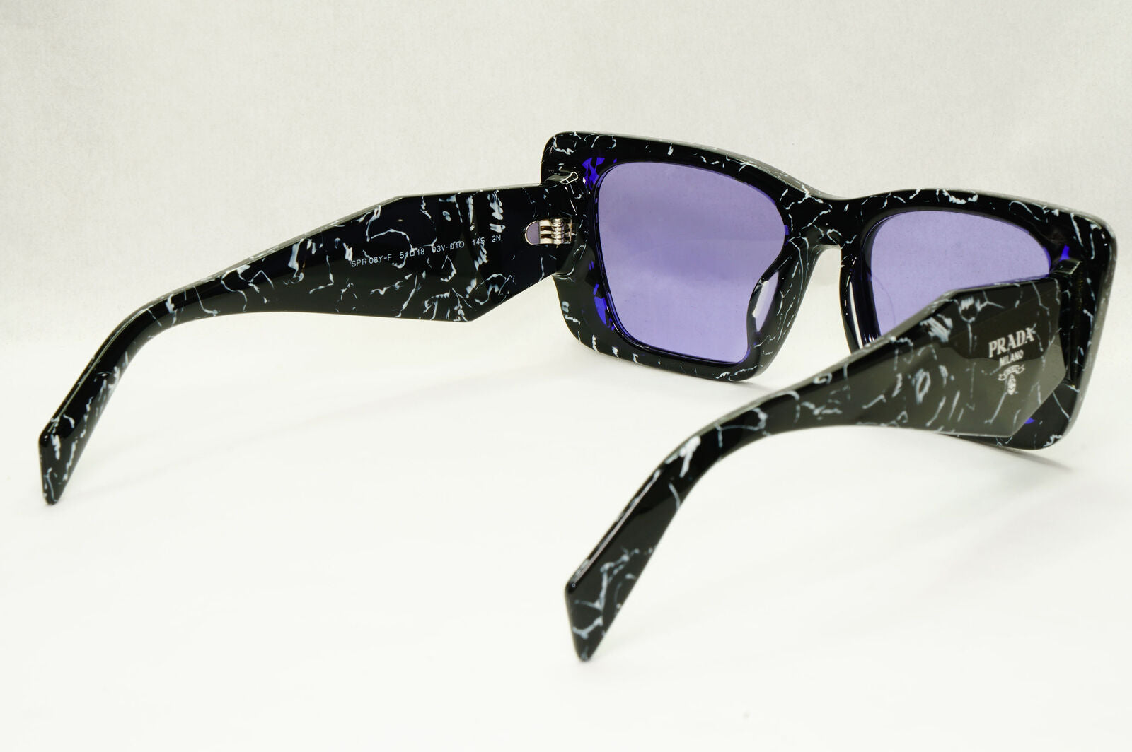 Prada Symbole Sunglasses Black White Marble Violet PR08YS SPR 08YF 03V01O