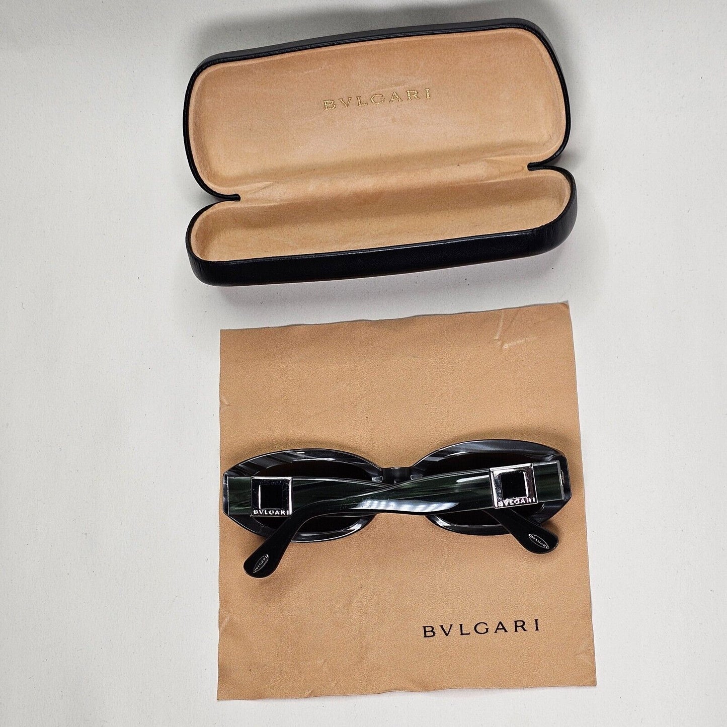 Bvlgari Sunglasses 2007 Vintage Rectangele Brown Dark Green Olive 822 584 091124