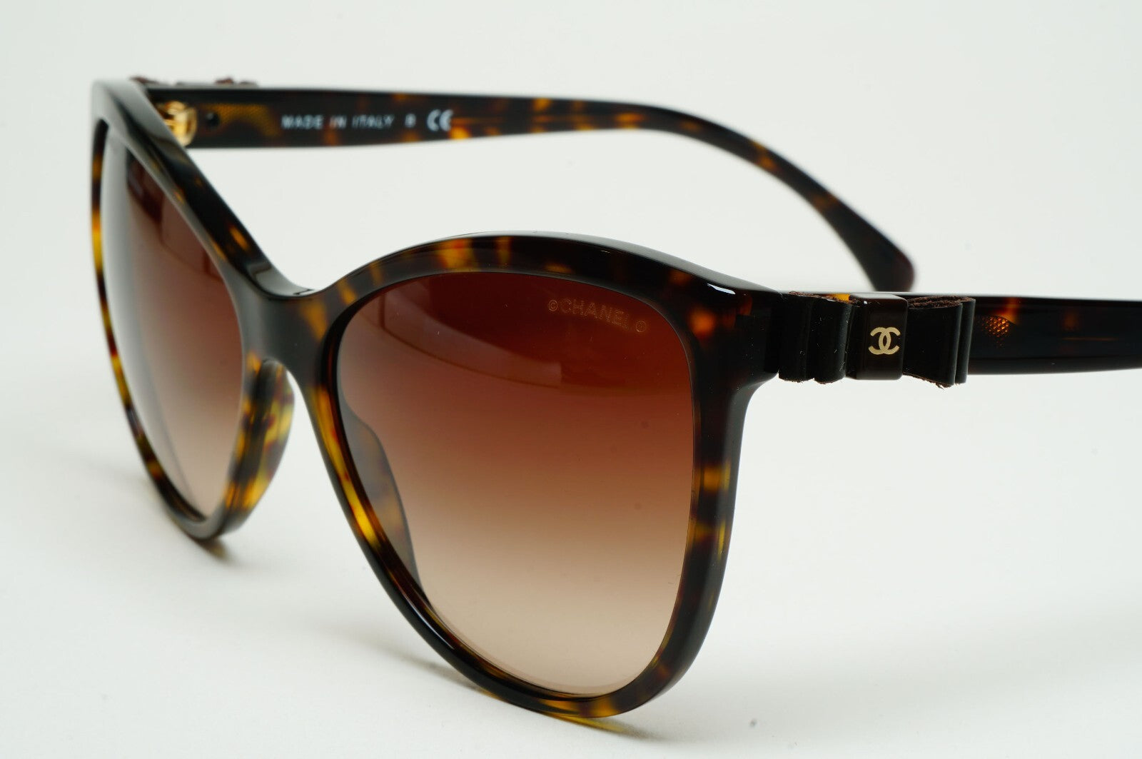 Chanel Sunglasses Leather Bow Brown Tortoise Cat Eye 5281-Q c.714/S5 070325