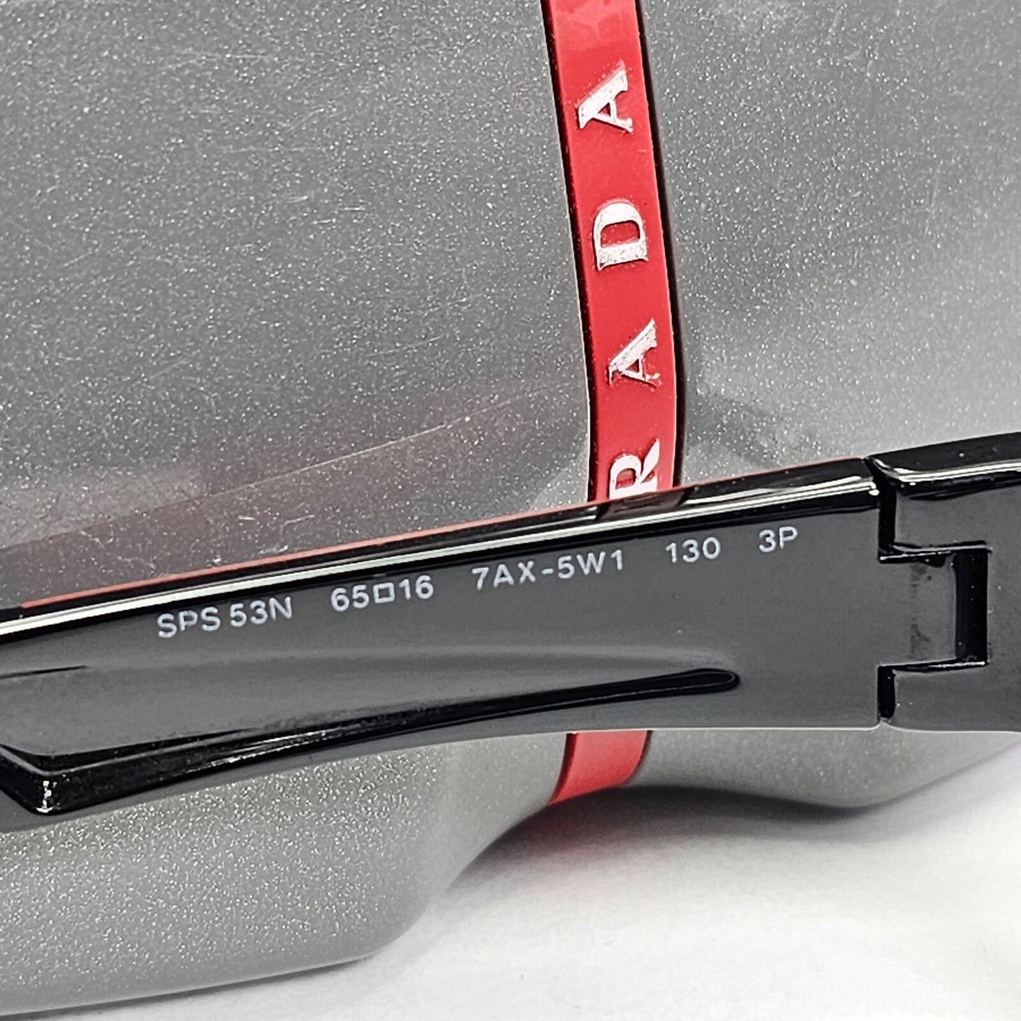 Prada Sunglasses Black Wrap Red Stripe Rossa PS53NS SPS 53N 7AX-5W1 65mm 131223
