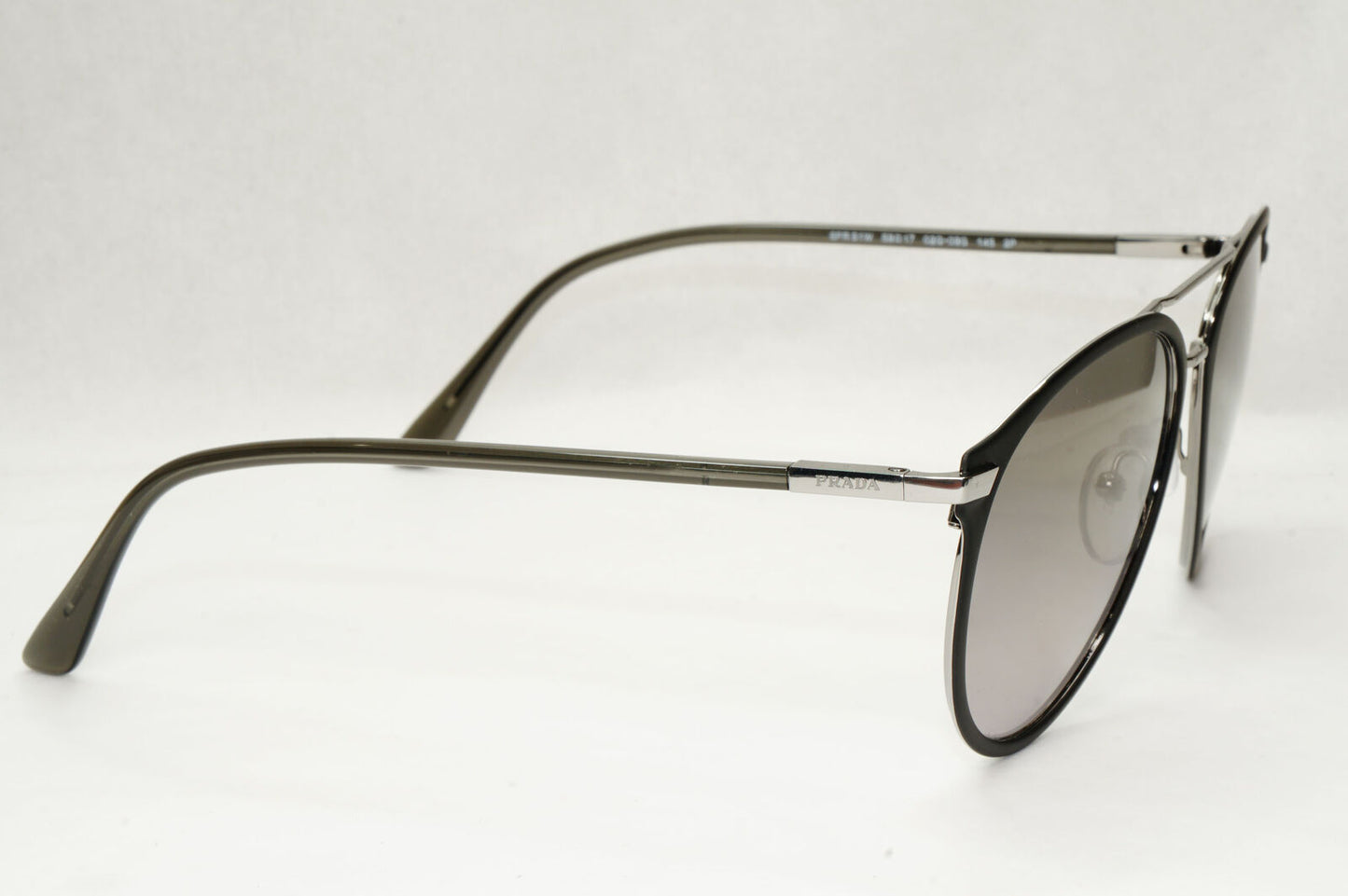 Prada Sunglasses Polarized Black Gunmetal Grey Glass Lens PR51WS SPR 51W 02G-09G