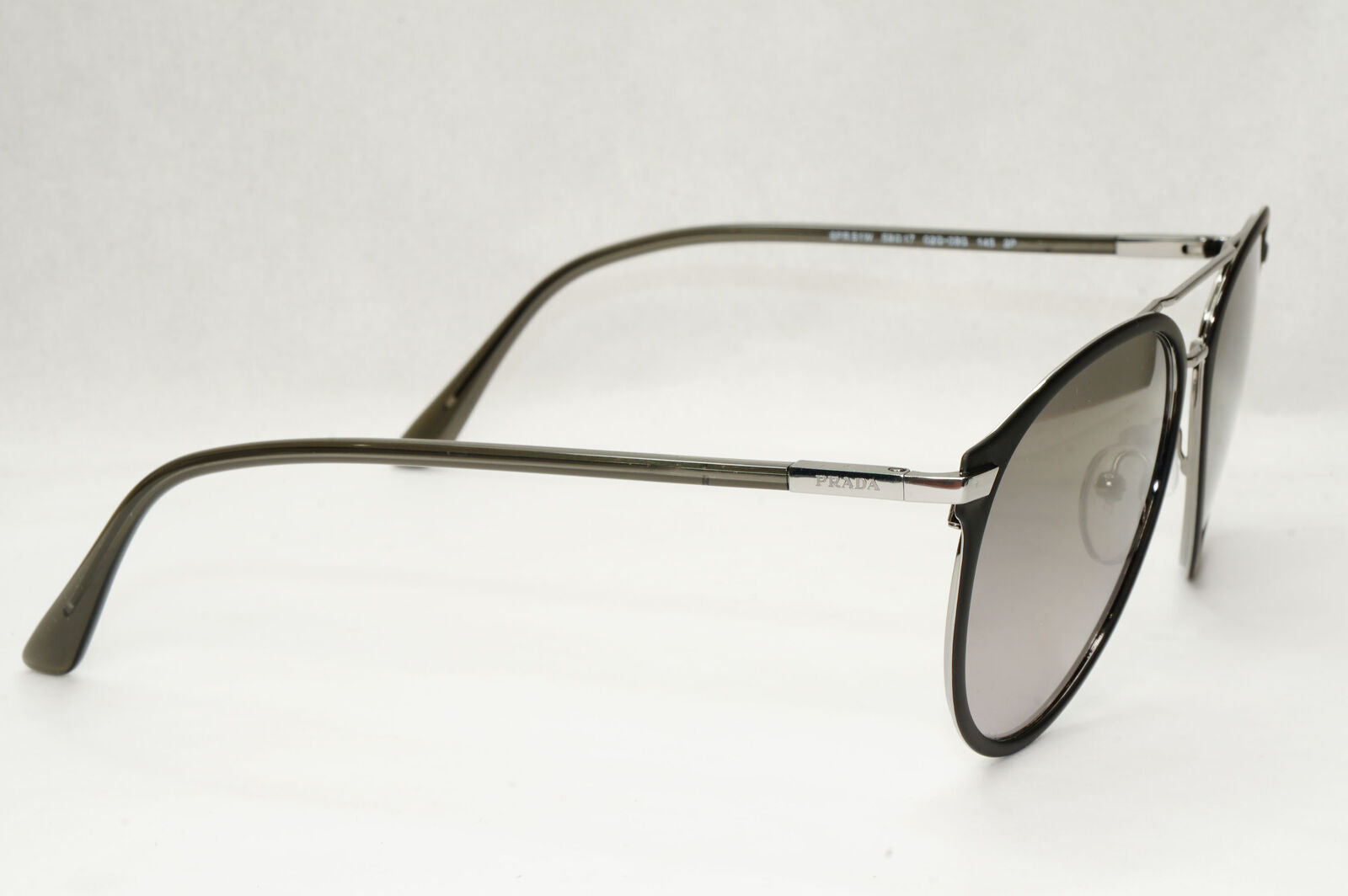 Prada Sunglasses Polarized Black Gunmetal Grey Glass Lens PR51WS SPR 51W 02G-09G