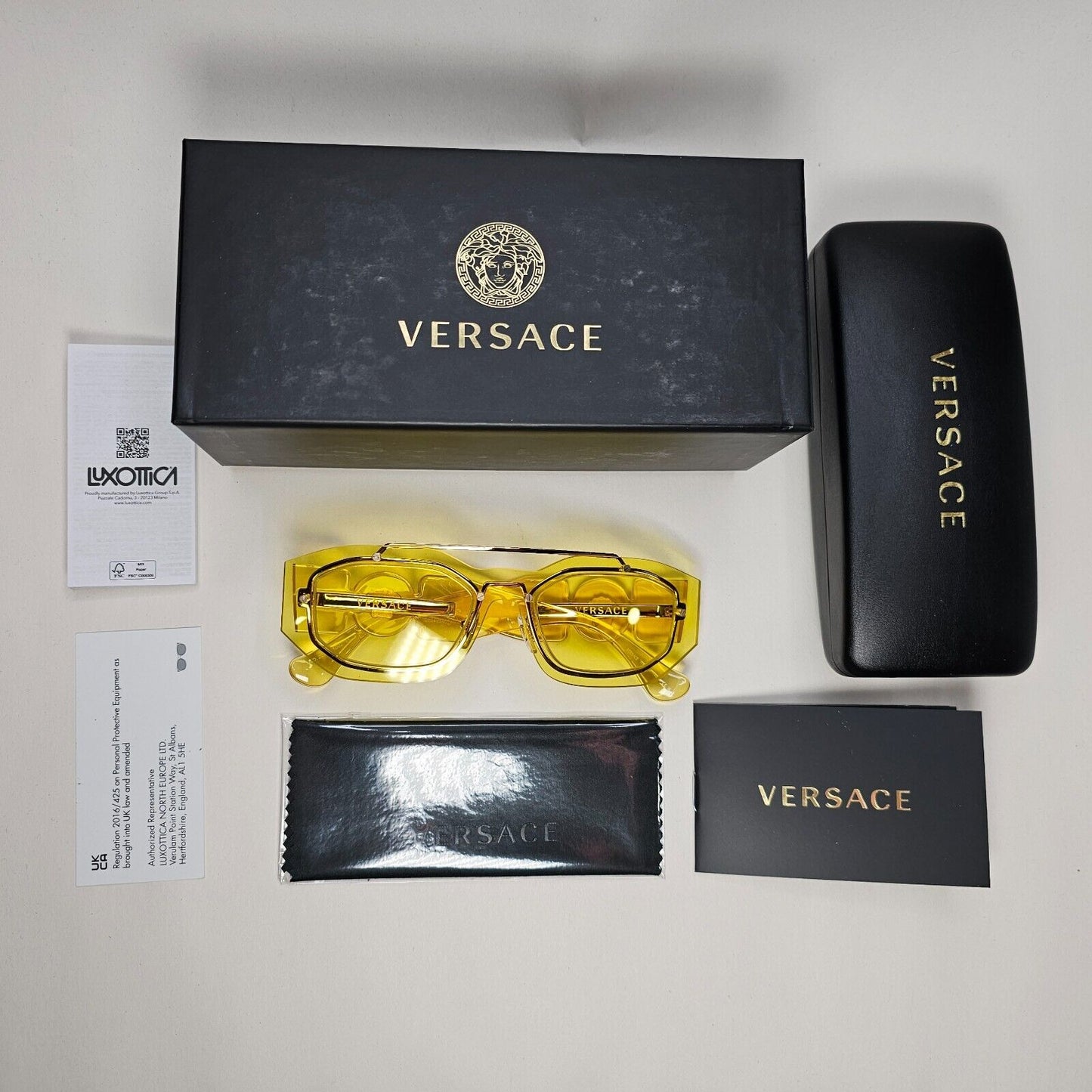 Versace Sunglasses Yellow Transparent Gold Medusa MOD VE 2235 1002/85 51mm