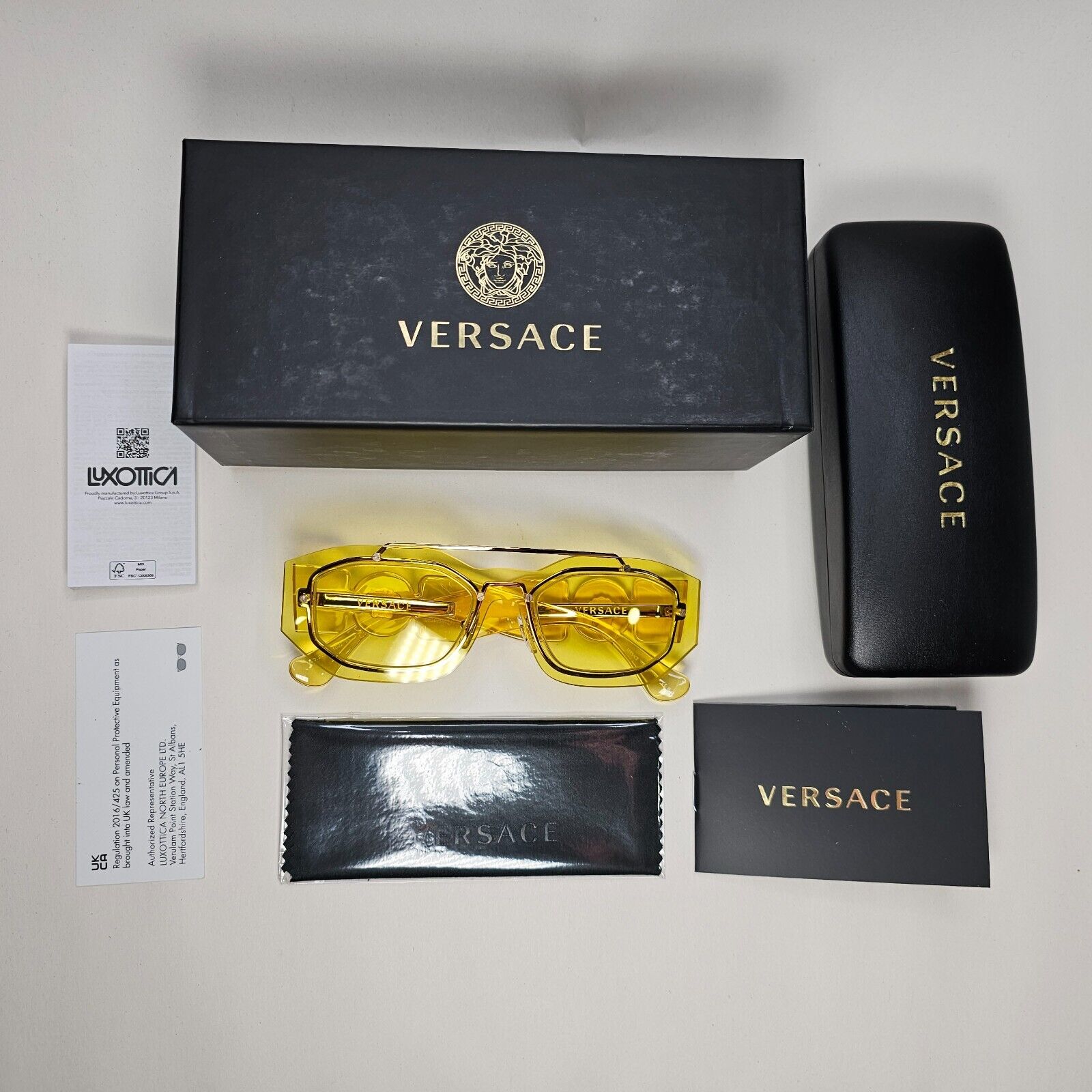 Versace Sunglasses Yellow Transparent Gold Medusa MOD VE 2235 1002/85 51mm