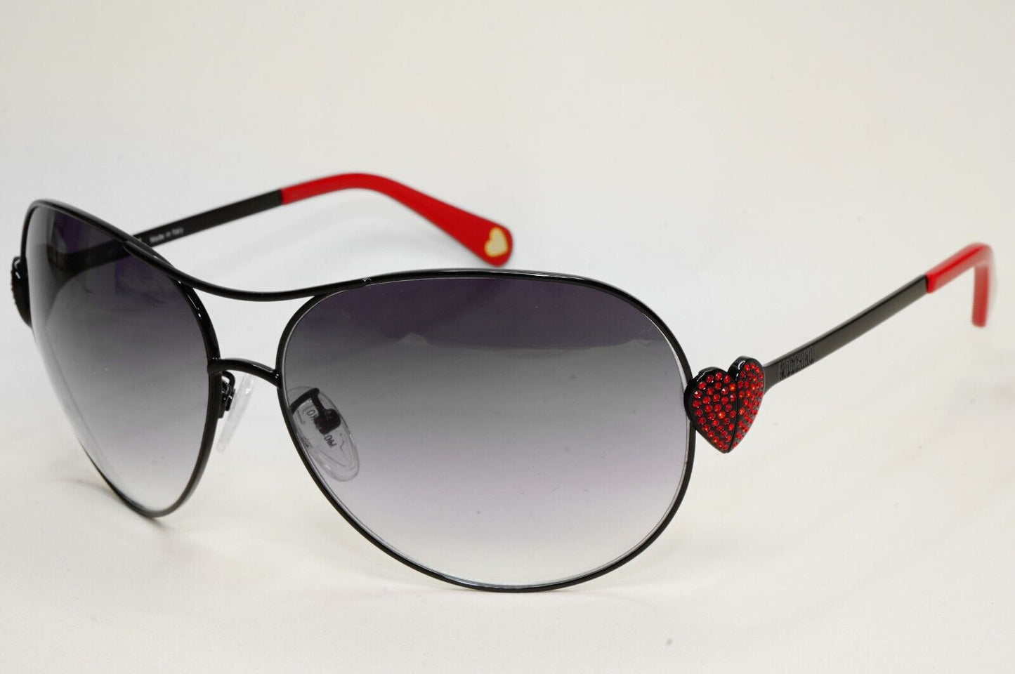 Moschino Sunglasses 2005 Vintage Black Grey Pilot Red Heart MO578 01 101124
