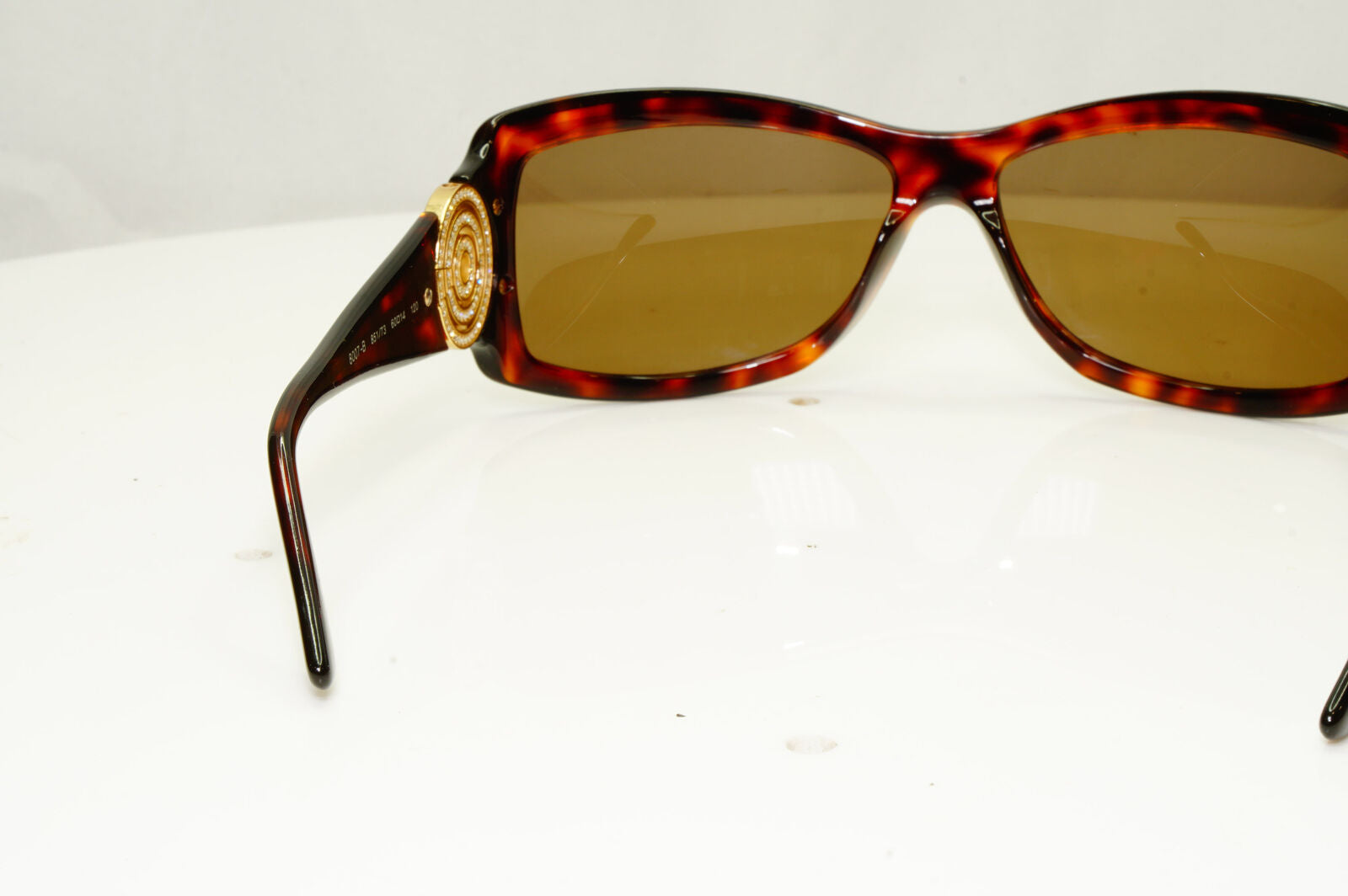 Bvlgari Womens Vintage Sunglasses Gold Circle Crystal Brown 8007-B 851/73 33978