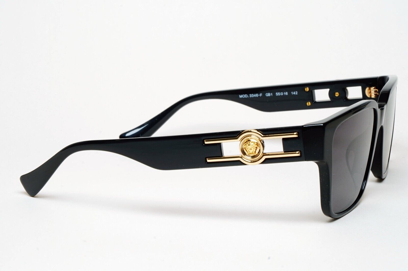 Versace Sunglasses Black Gold Medusa Square MOD VE 3346-F GB1 55mm