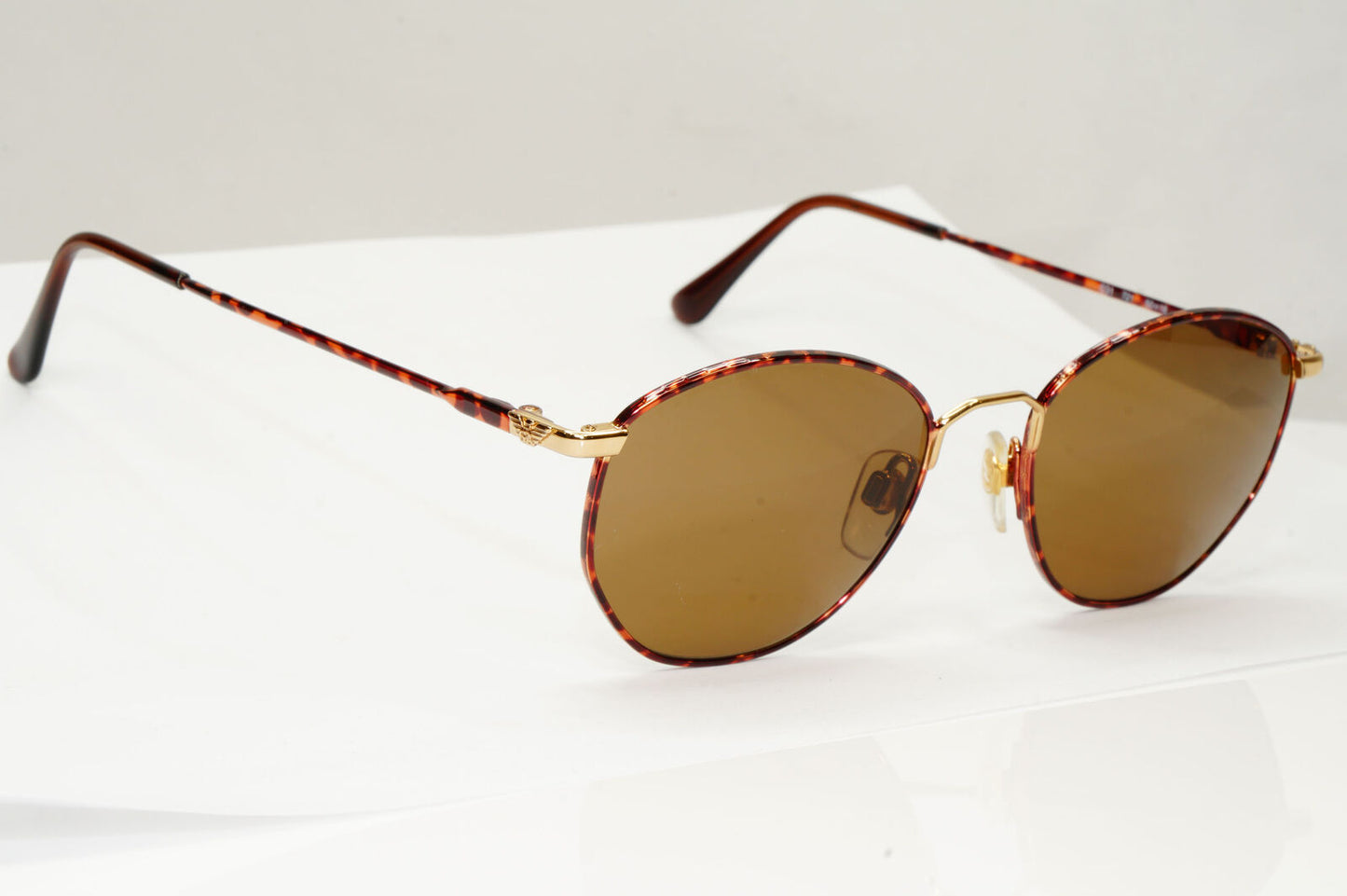 Emporio Armani Sunglasses 1997 Vintage Gold Brown Metal Round 031 721 50mm