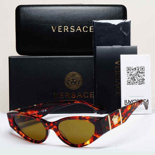 Versace Sunglasses Brown Gold Medusa Rectangle MOD VE 4454 5437/73 55mm