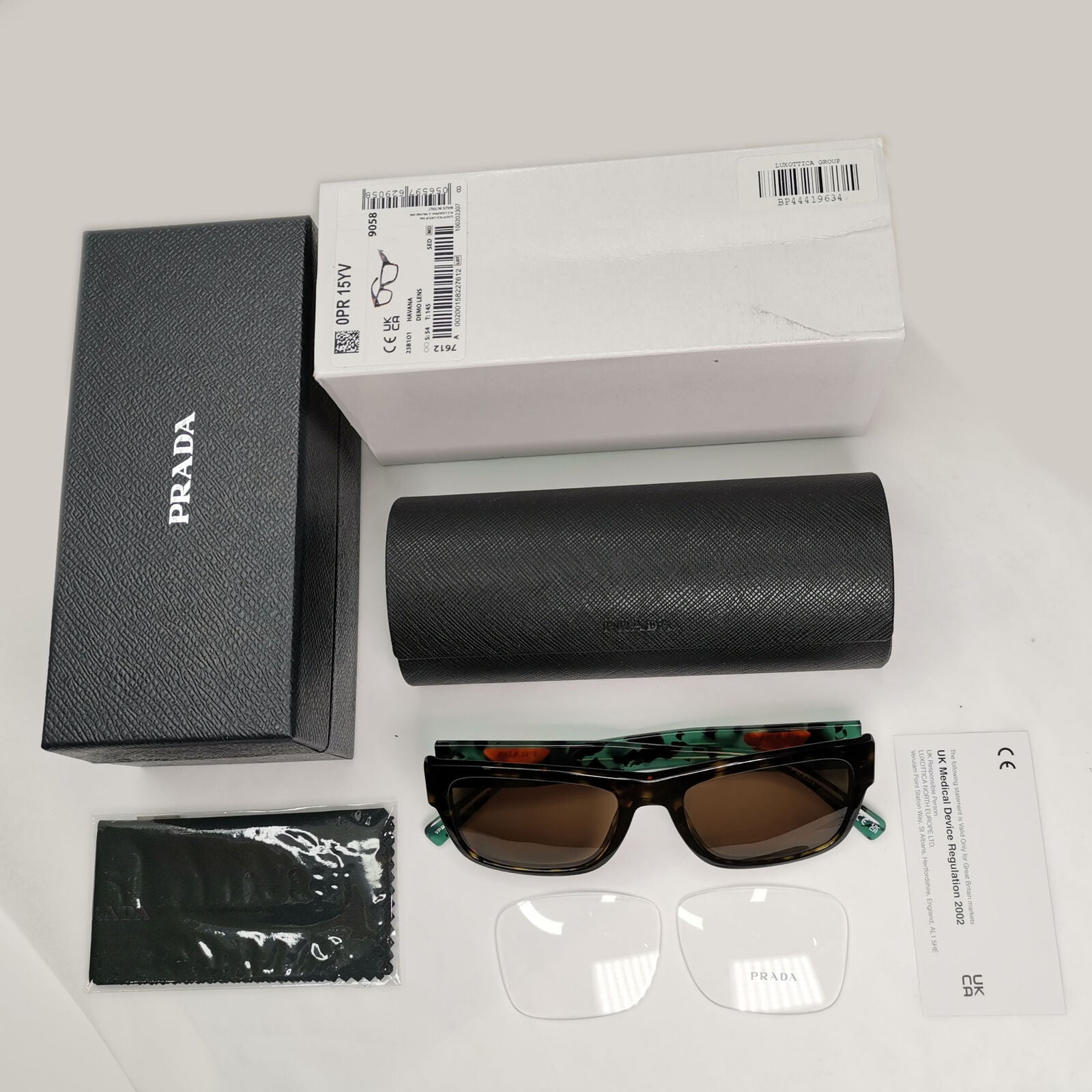 Prada Sunglasses Brown Green Triangle Logo Havana PR15YV VPR 15Y 23B-1O1 54mm