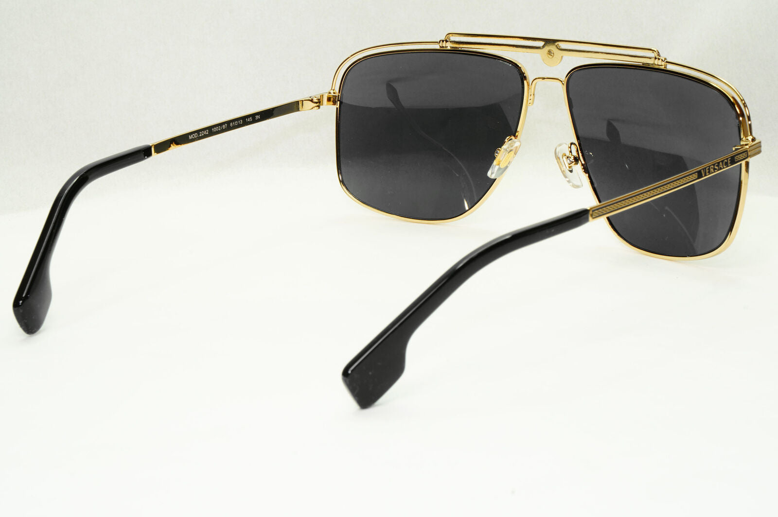 Versace Sunglasses Gold Black Medusa Square Meander MOD 2242 1002/87