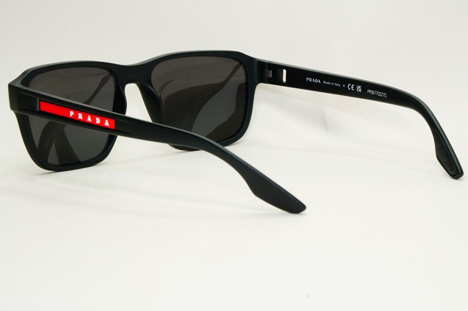 Prada Sunglasses Black Matte Rubber Square Red PS04NV VPS 04N DG0-1O1 54mm