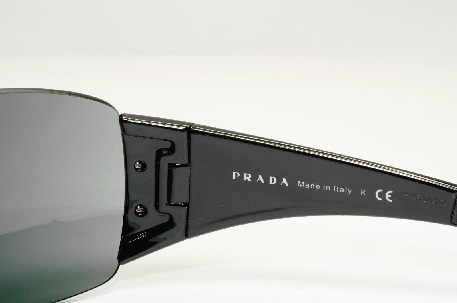 Prada Black Sunglasses Shield Visor Glossy Wrap Sport PS02LS SPS 02L 1AB-1A1