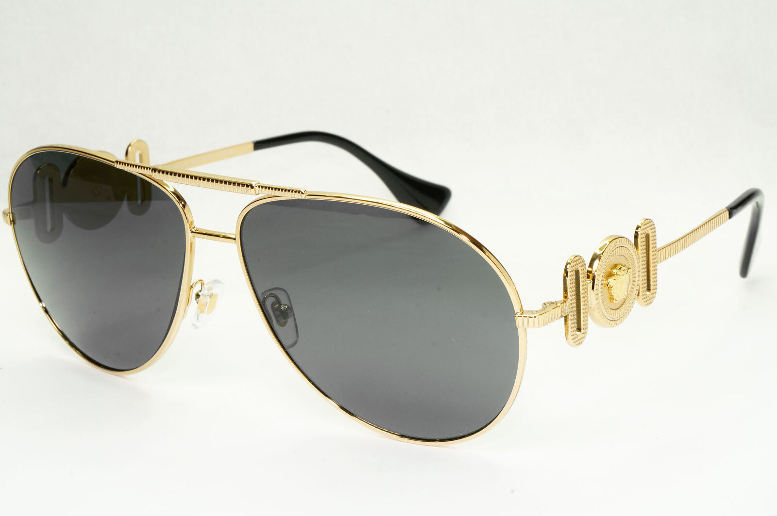 Versace Sunglasses Gold Pilot Metal Medusa Black Large MOD 2249 1002/87