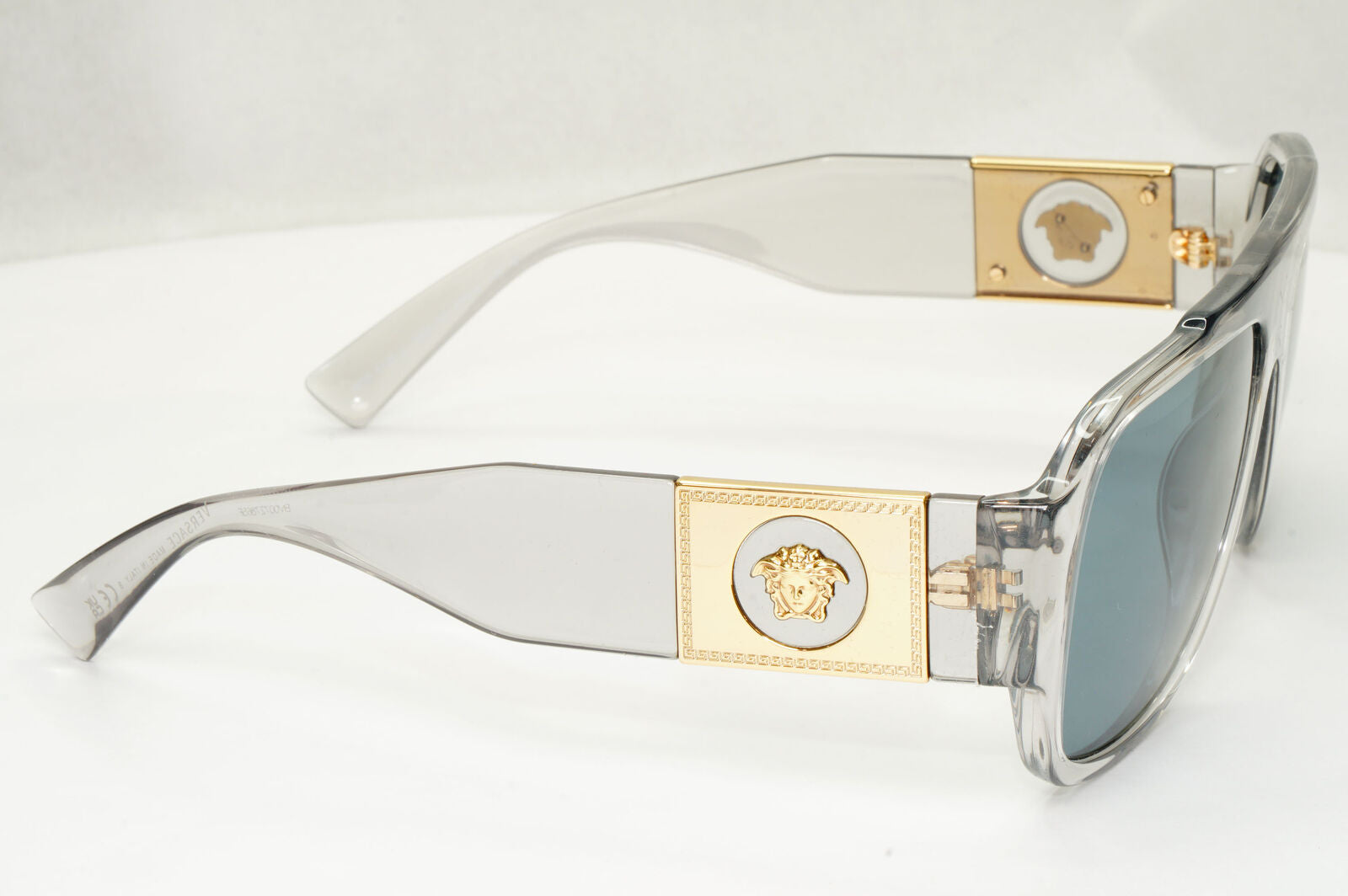 Versace Sunglasses Transparent Grey Gold Square Medusa Biggie MOD 4436-U 5305/80