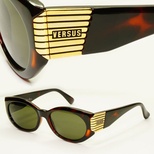 Versus 1995 Vintage Brown Gold Sunglasses by Gianni Versace MOD EZ6 COL 649