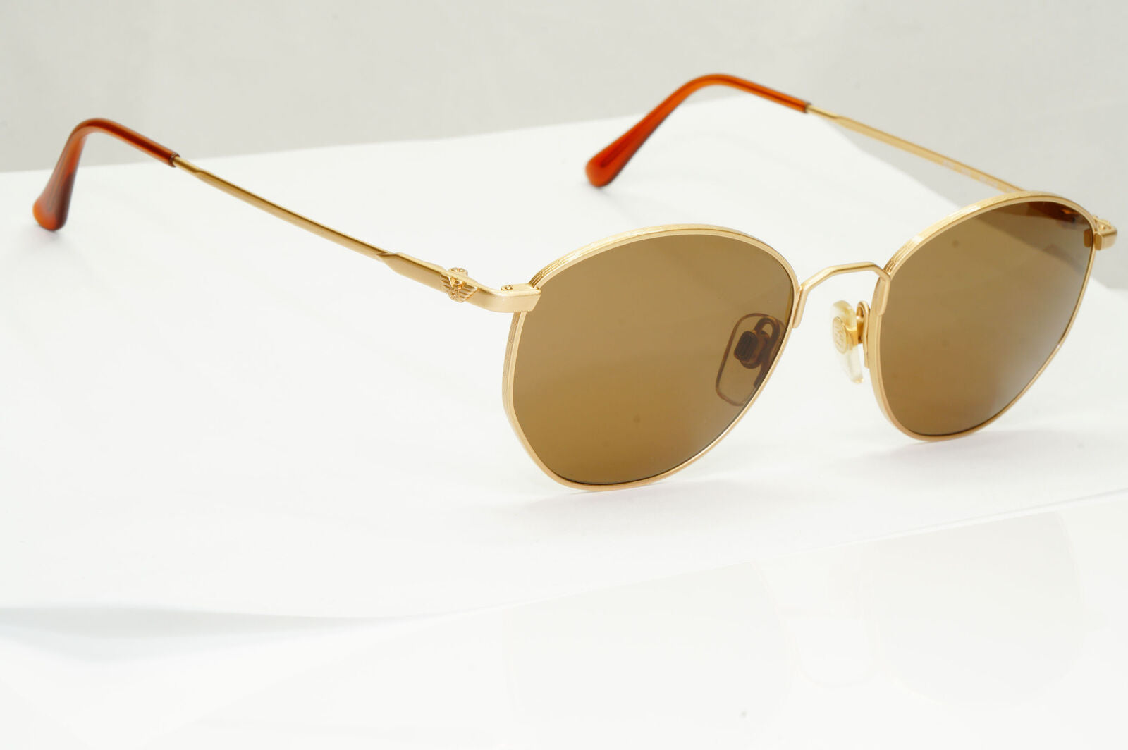 Emporio Armani Sunglasses 1997 Vintage Gold Brown Metal Round 031 703 50mm B