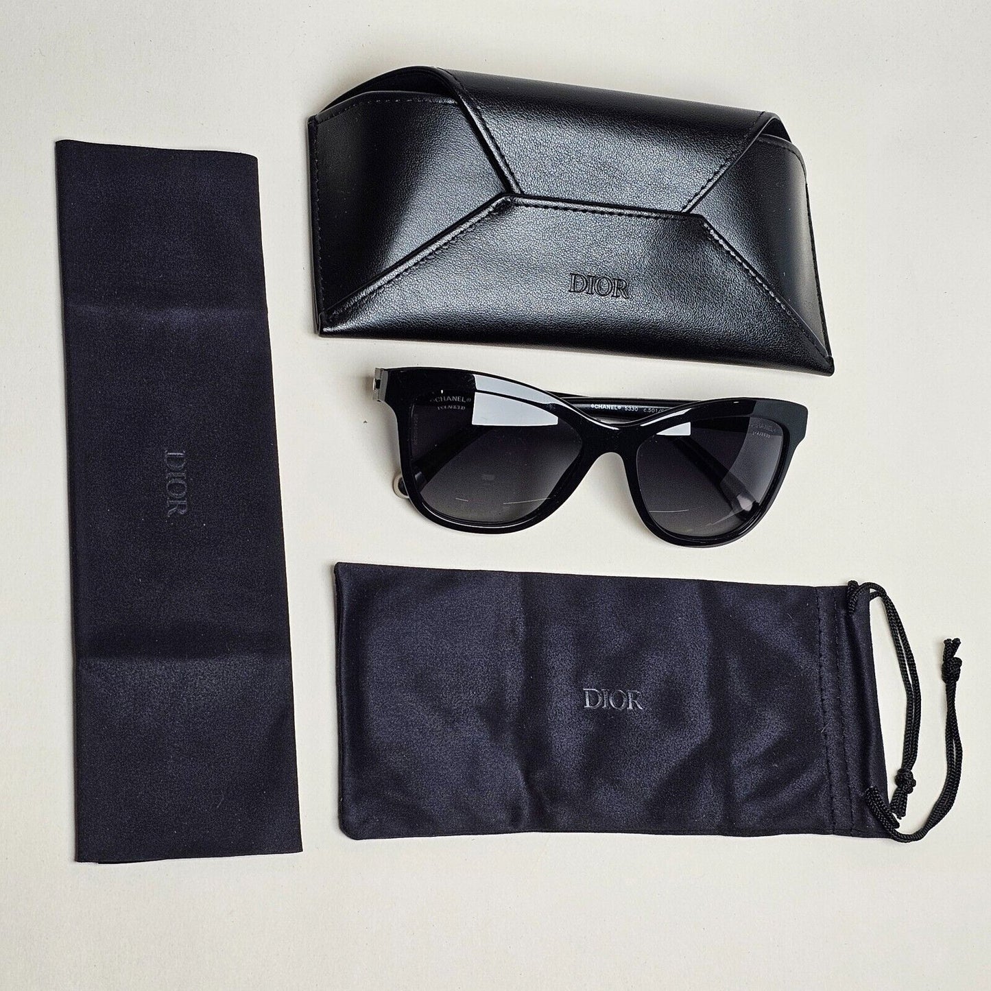 Chanel Sunglasses Polarized Black Grey Gradient Square 5330 c.501/S8 56mm 241124
