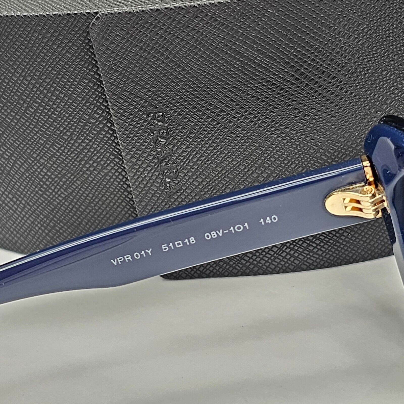 Prada Sunglasses Black Dark Blue Square Glossy PR01YV VPR 01Y 08V-1O1 51mm