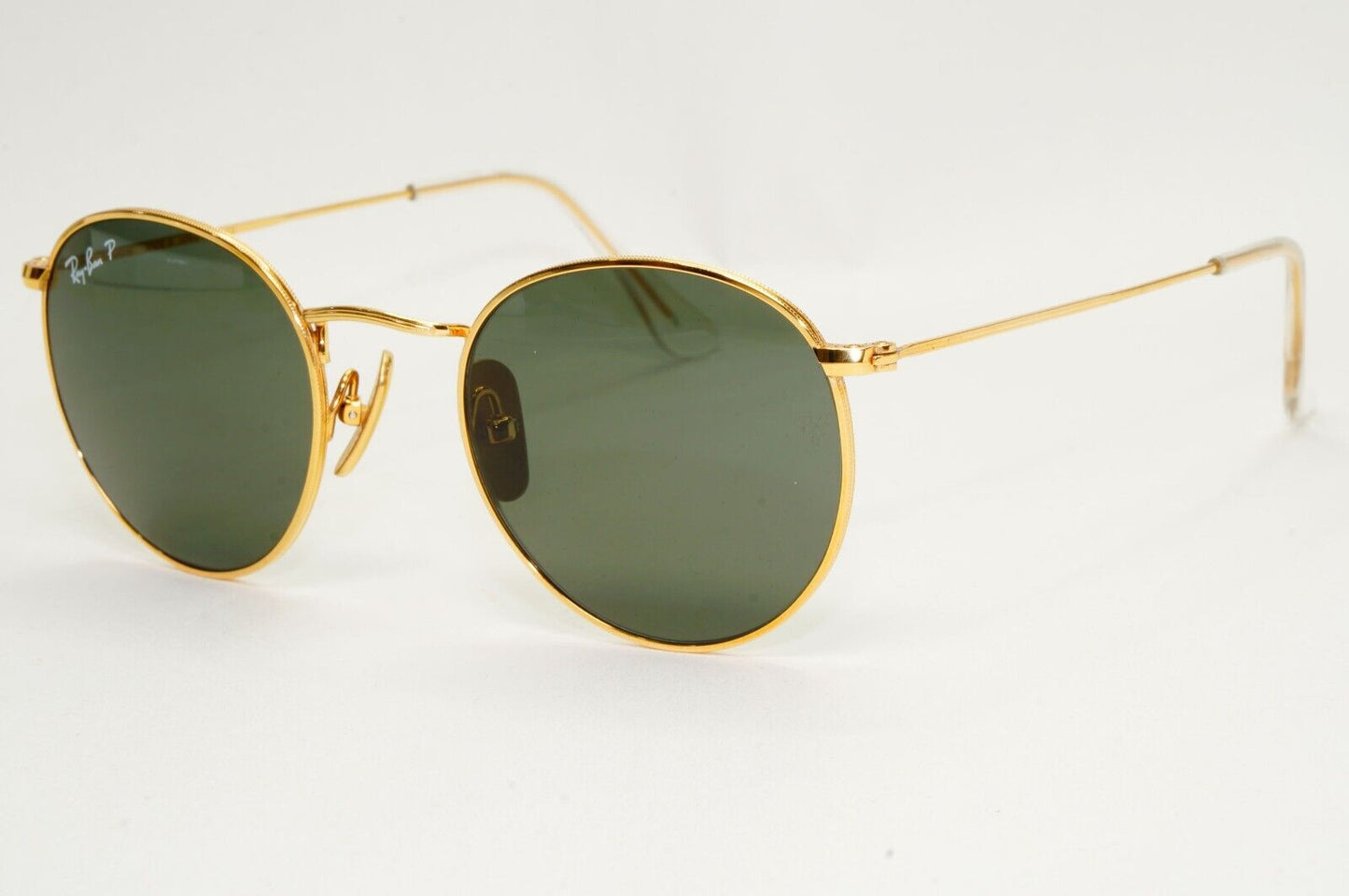 Ray-Ban Sunglasses Round Titanium Polarised Gold Green RB 8247 9216/58 47mm