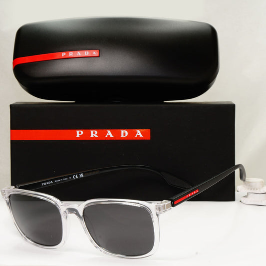 Prada Sunglasses Crystal Black Square Transparent PS05MV VPS 05M 2AZ-1O1 55mm