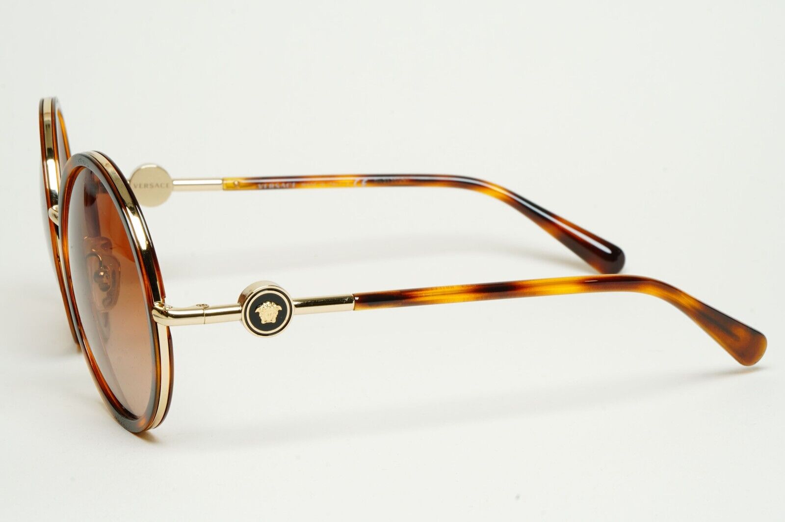 Versace Sunglasses Round Brown Gold Medusa Tortoise MOD VE 2229 1002/13 56mm