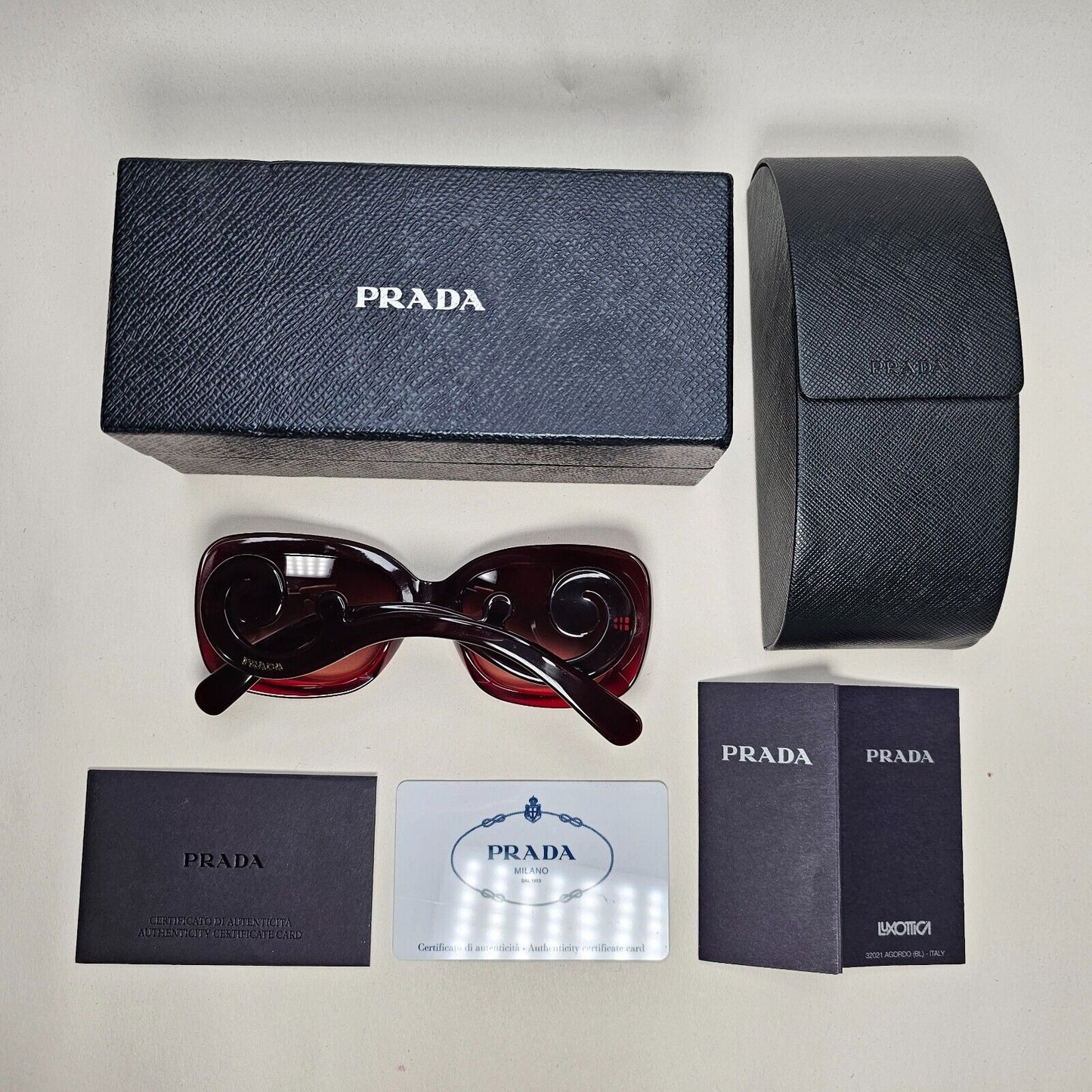 Prada Sunglasses Swirl Baroque Square Dark Red PR27OS SPR 27O MAX-0A5 061024