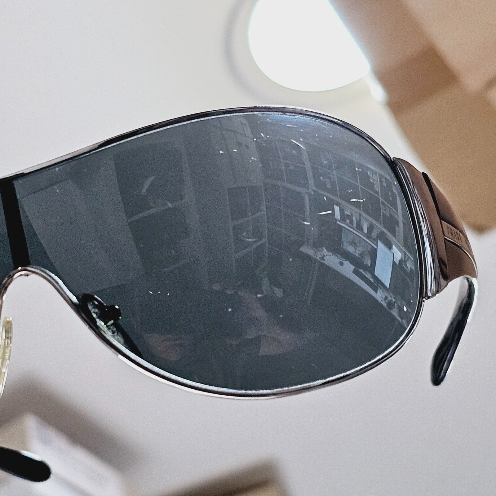 Prada Sunglasses 2006 Vintage Silver Black Shield PR52HS SPR 52H 1BC-1A1 281024