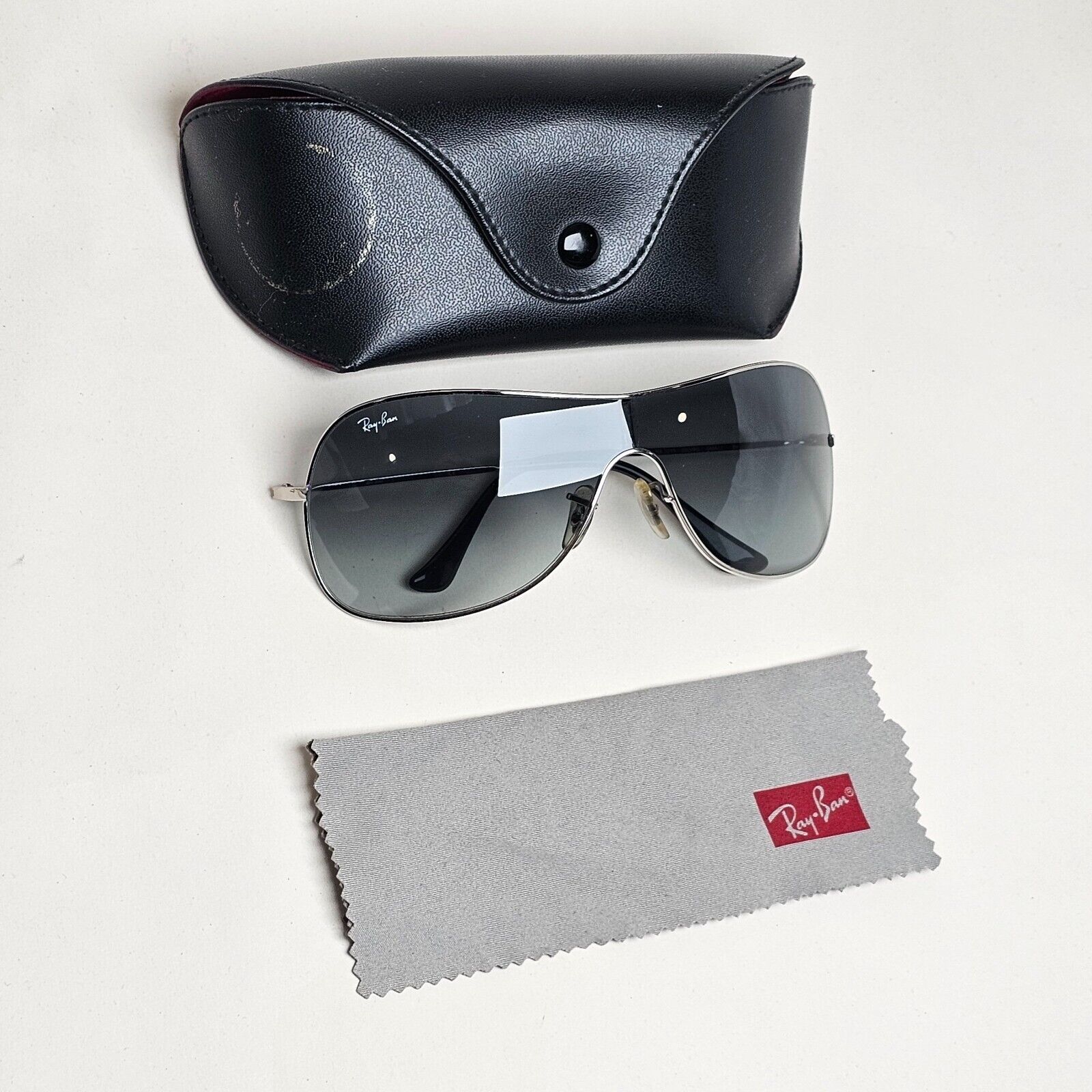 Ray-Ban Sunglasses 2005 Vintage Shield Grey Silver RB 3211 003/8G Small 310125