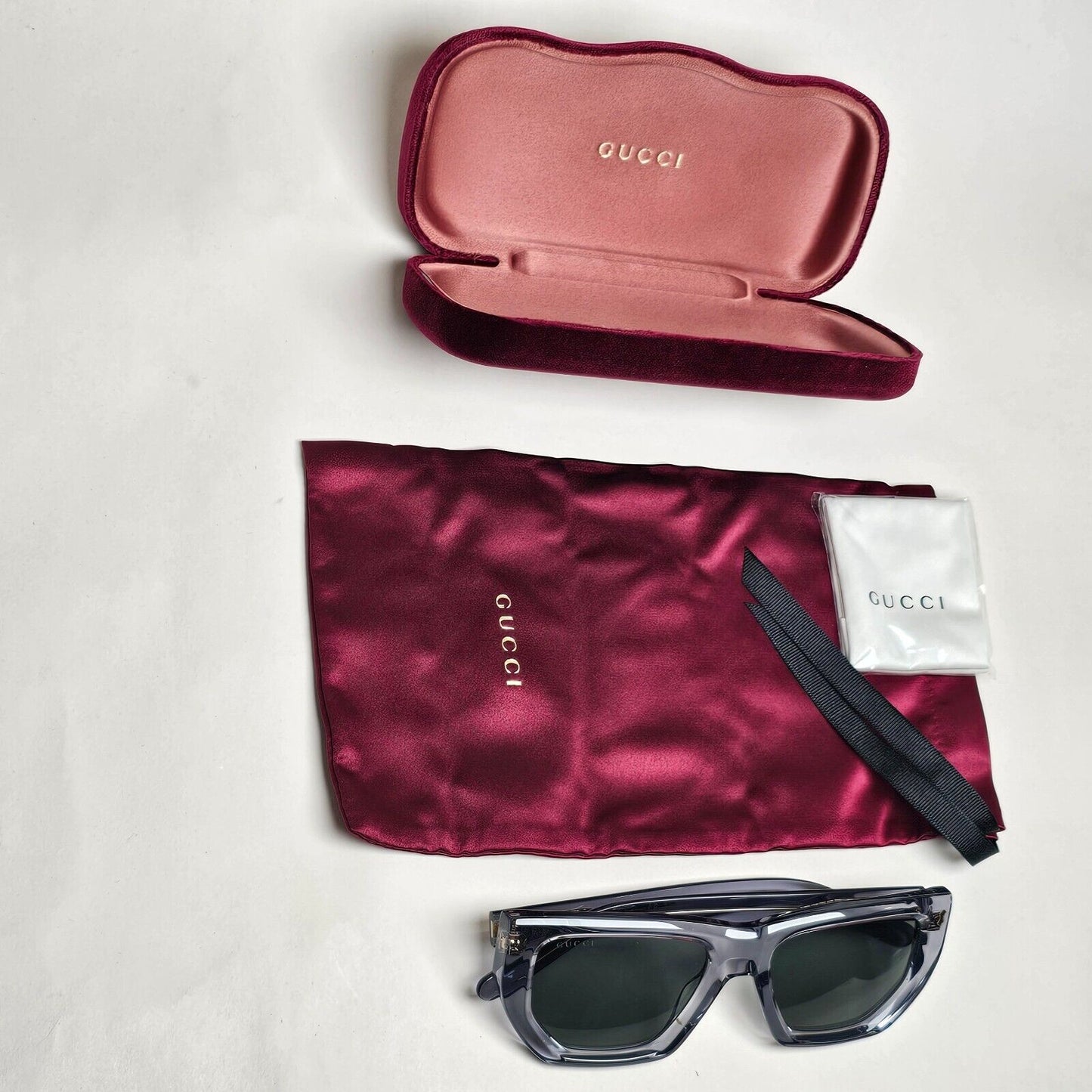 Gucci Sunglasses 2024 Grey Transparent Crystal Square GG1520S 004 53mm 180125