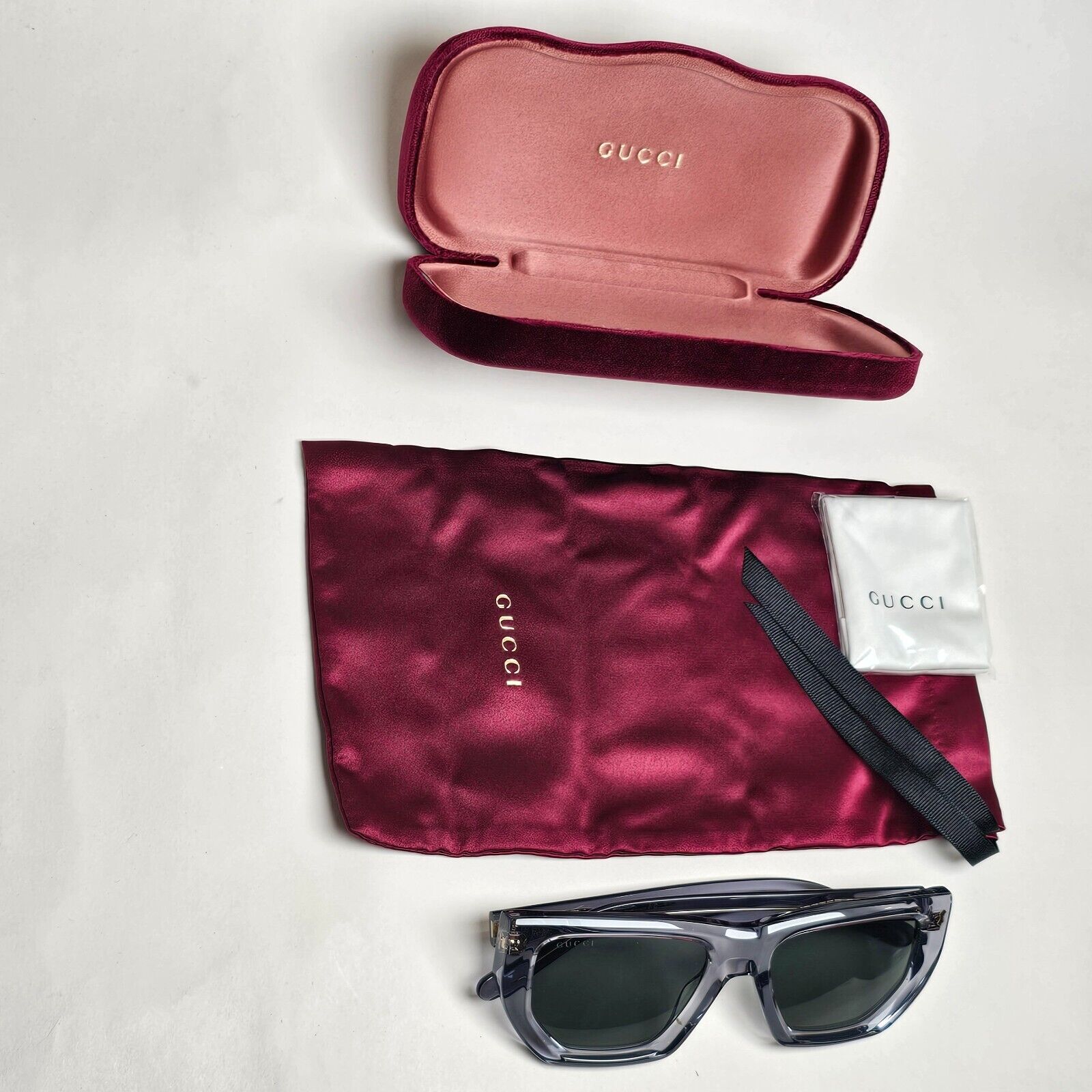Gucci Sunglasses 2024 Grey Transparent Crystal Square GG1520S 004 53mm 180125